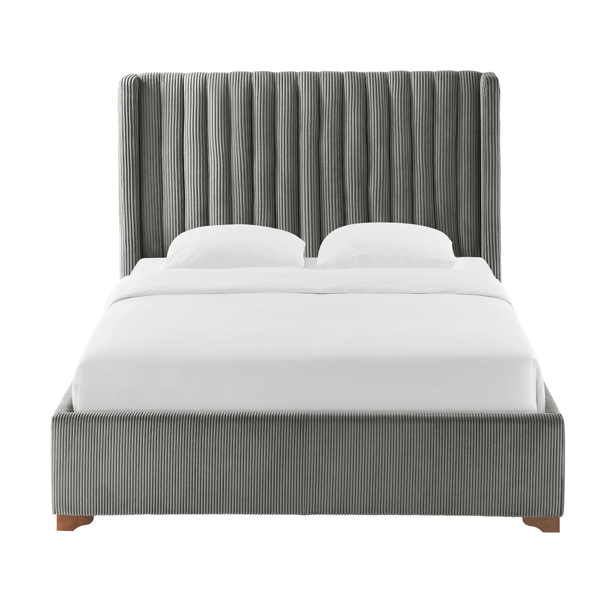 Corduroy Upholstered Wingback Bed Frame - Image 7