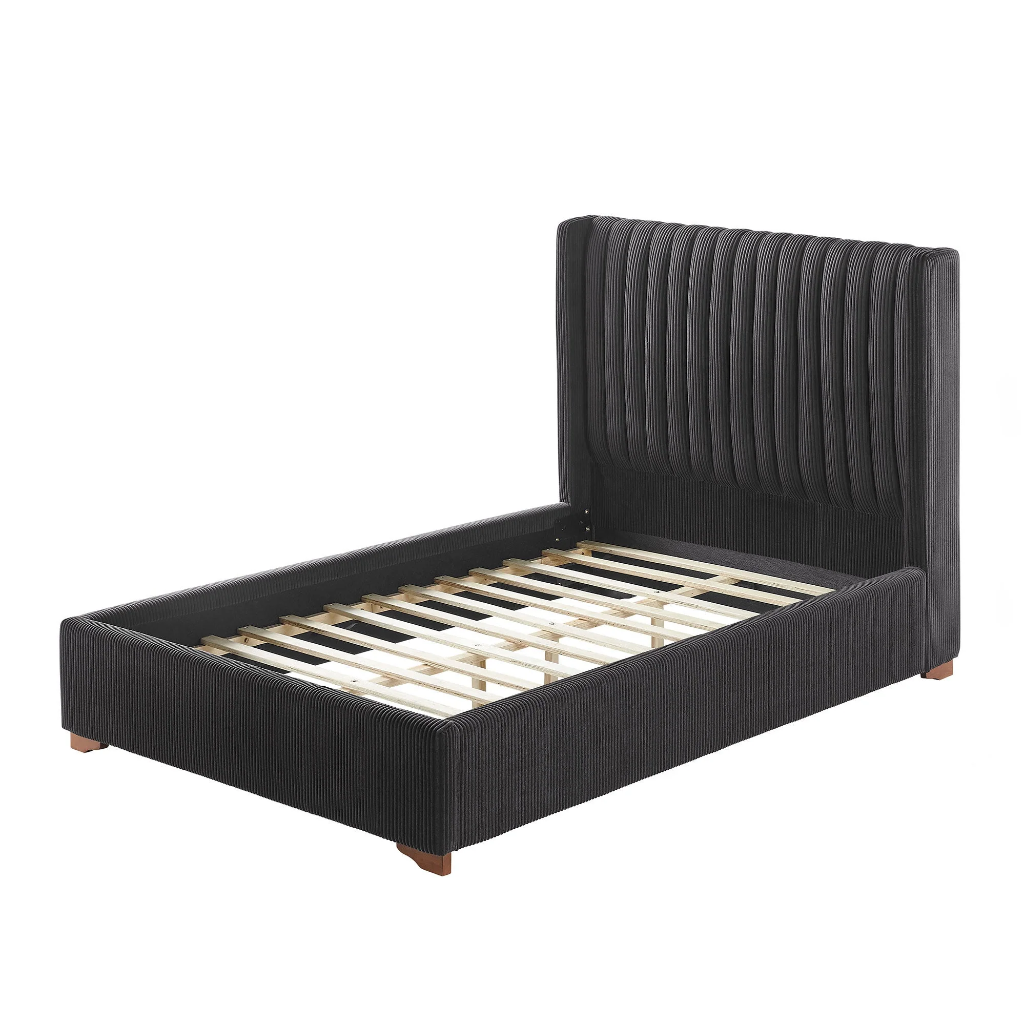 Corduroy Upholstered Wingback Bed Frame - Image 8