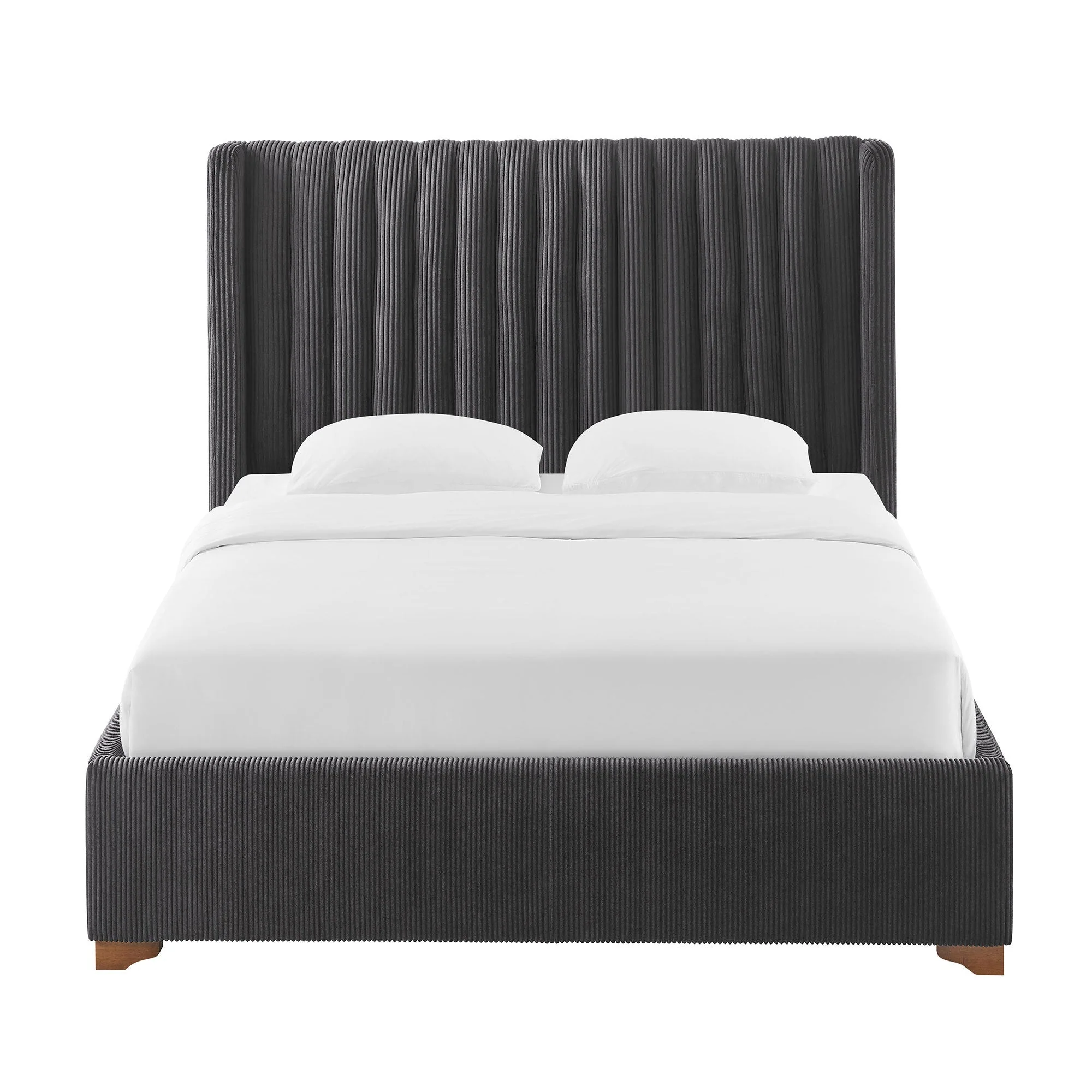 Corduroy Upholstered Wingback Bed Frame - Image 9