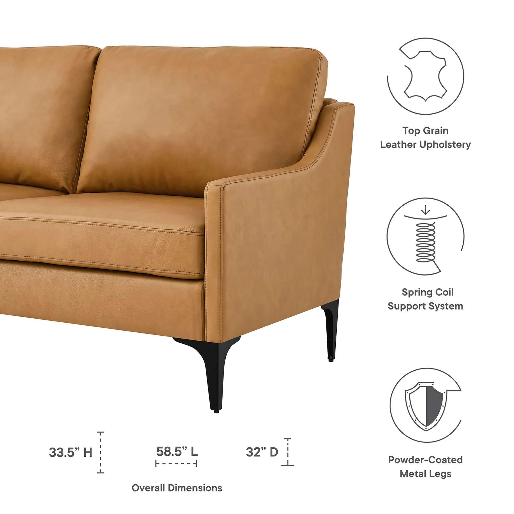 Corland Leather Loveseat by Modway - Image 2