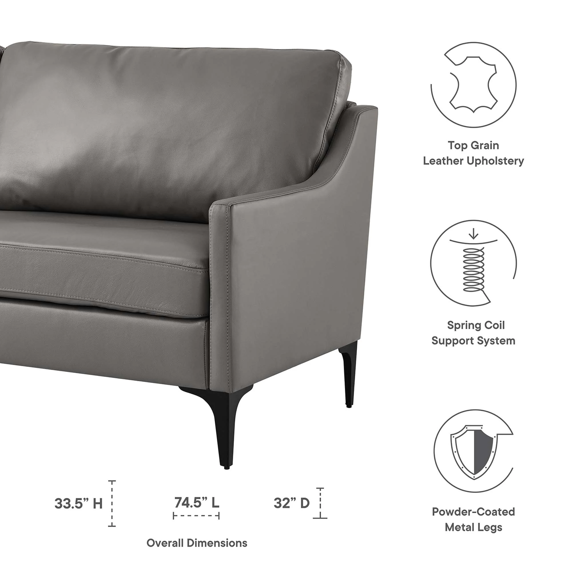 Corland Leather Sofa by Modway - Image 2
