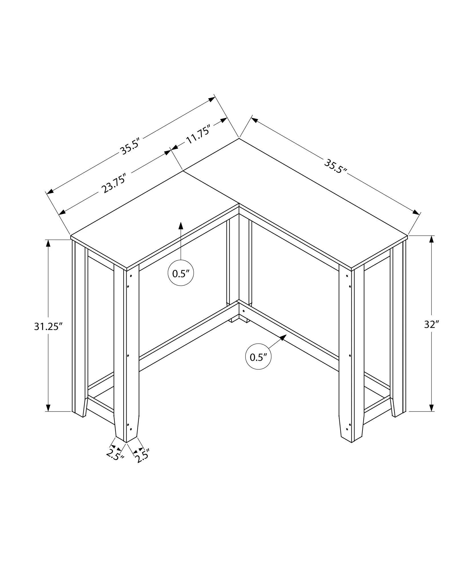 Corner Accent Console Table For Entryway, Unique Design Contemporary & Modern - Image 14