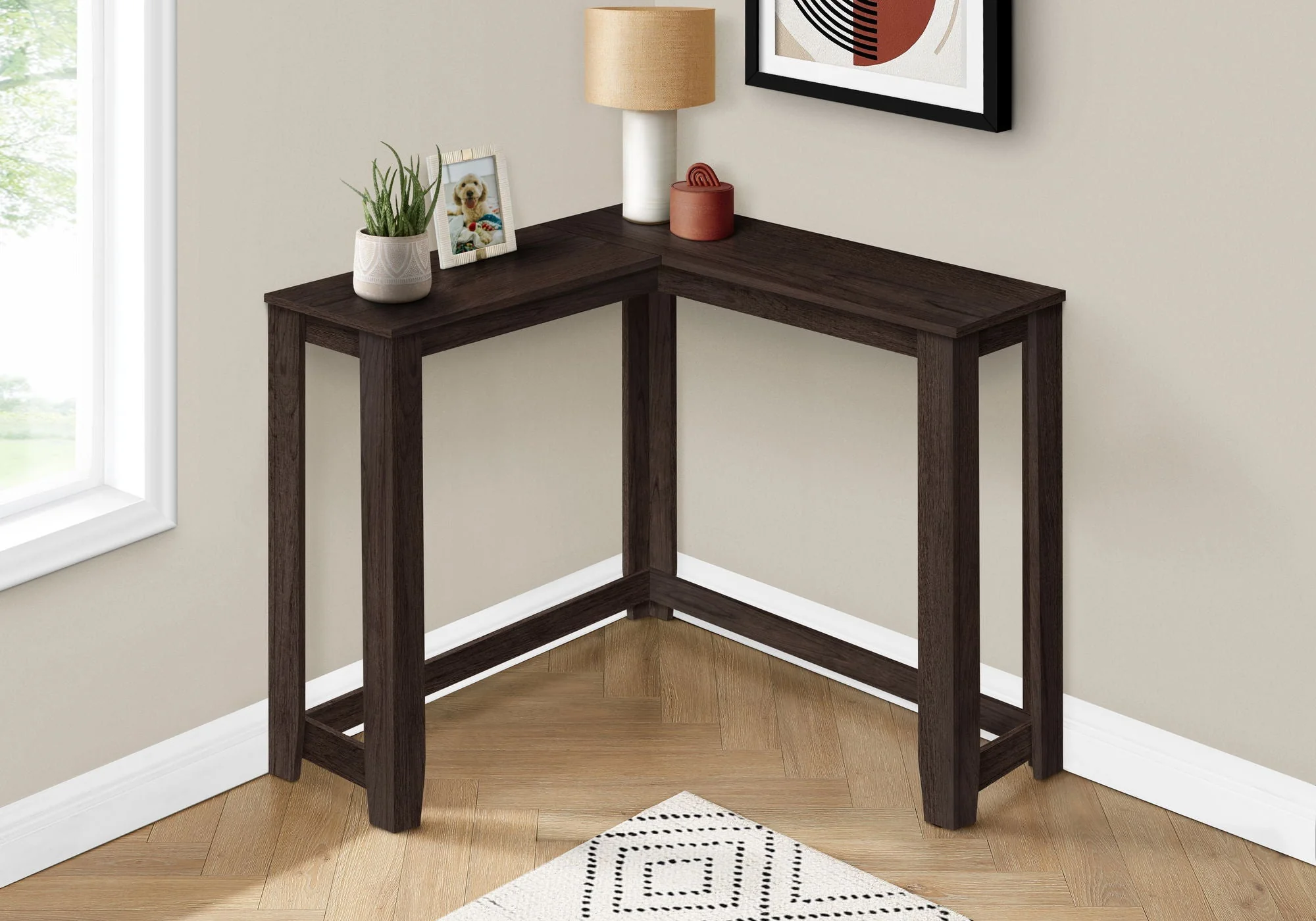 Corner Accent Console Table For Entryway, Unique Design Contemporary & Modern - Image 15