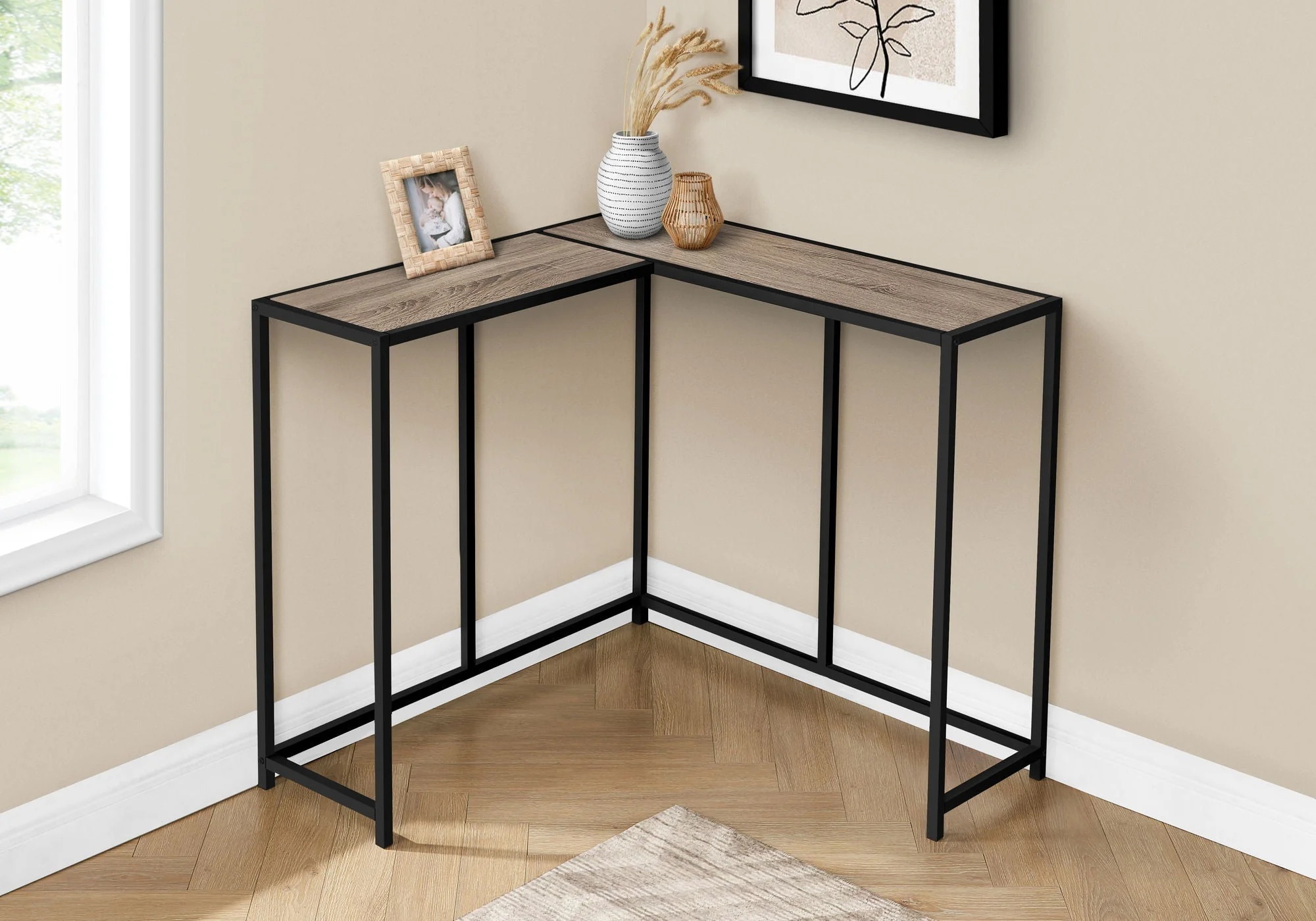 Corner Accent Console Table For Entryway, Unique L-Shaped Design - Image 15