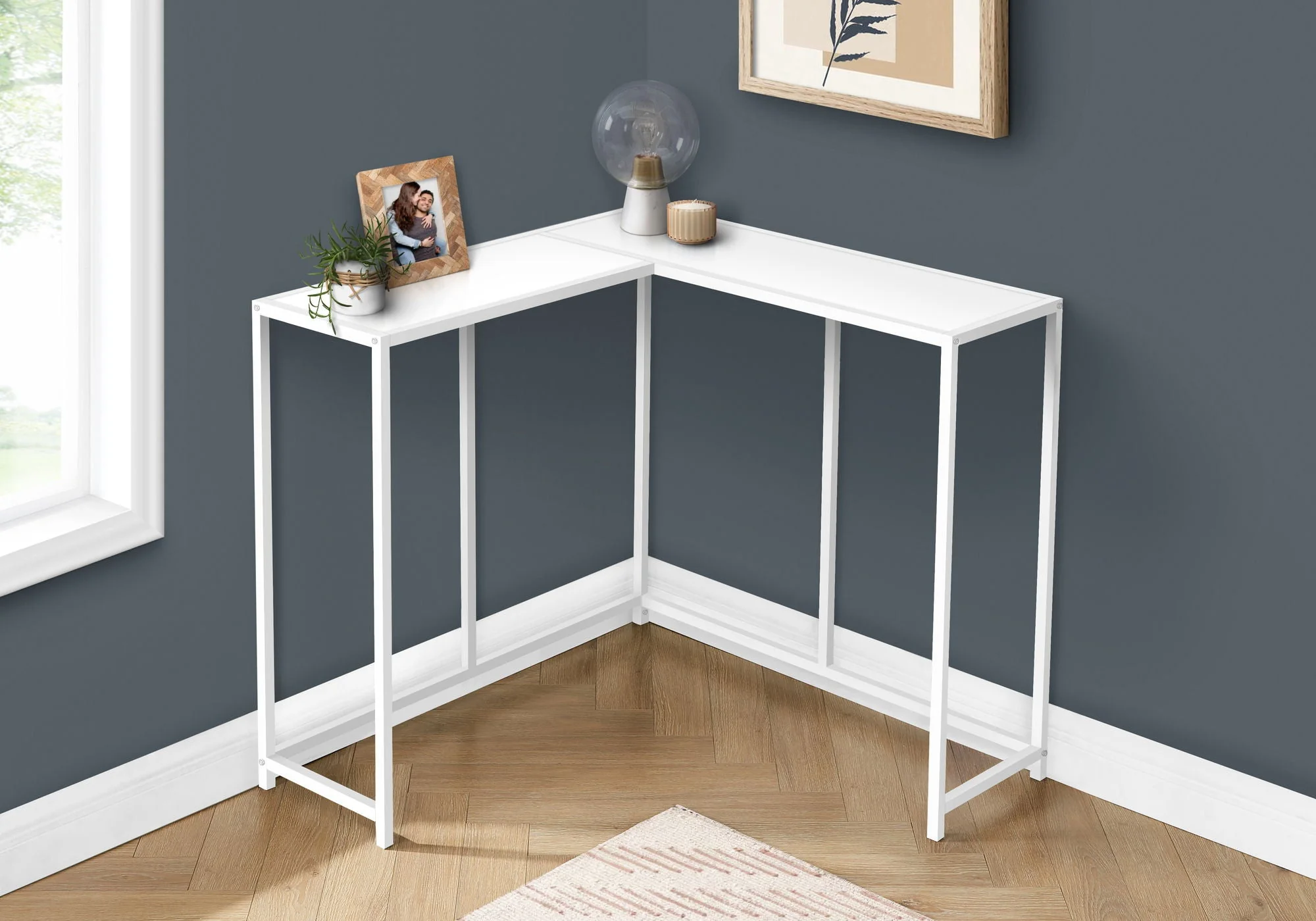 Corner Accent Console Table For Entryway, Unique L-Shaped Design - Image 2