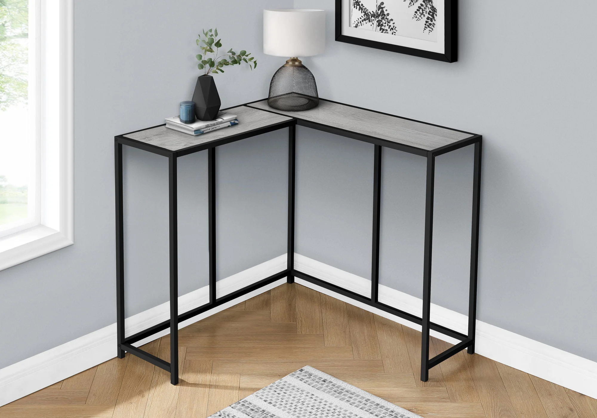 Corner Accent Console Table For Entryway, Unique L-Shaped Design - Image 3