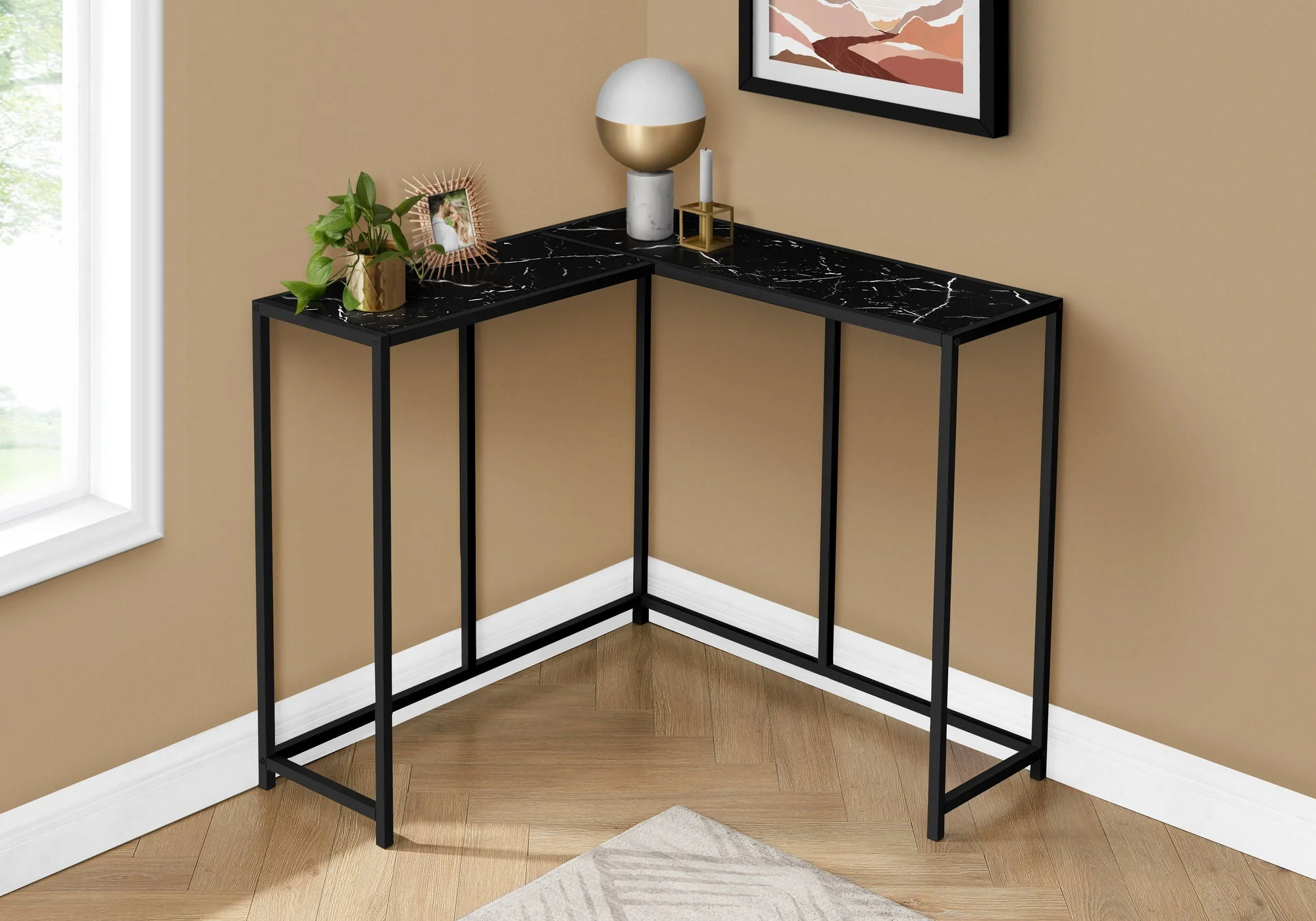 Corner Accent Console Table For Entryway, Unique L-Shaped Design - Image 4