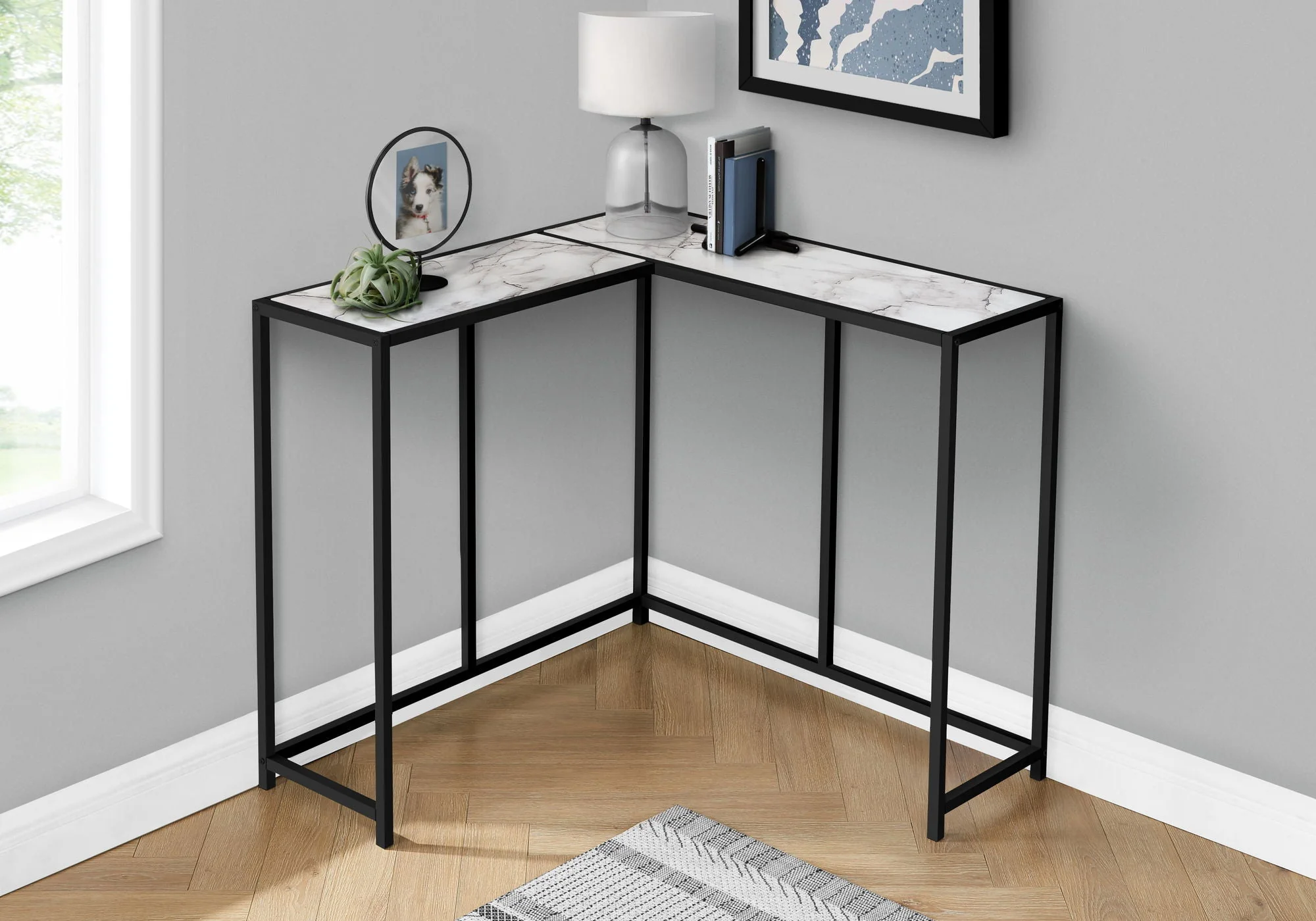 Corner Accent Console Table For Entryway, Unique L-Shaped Design - Image 8