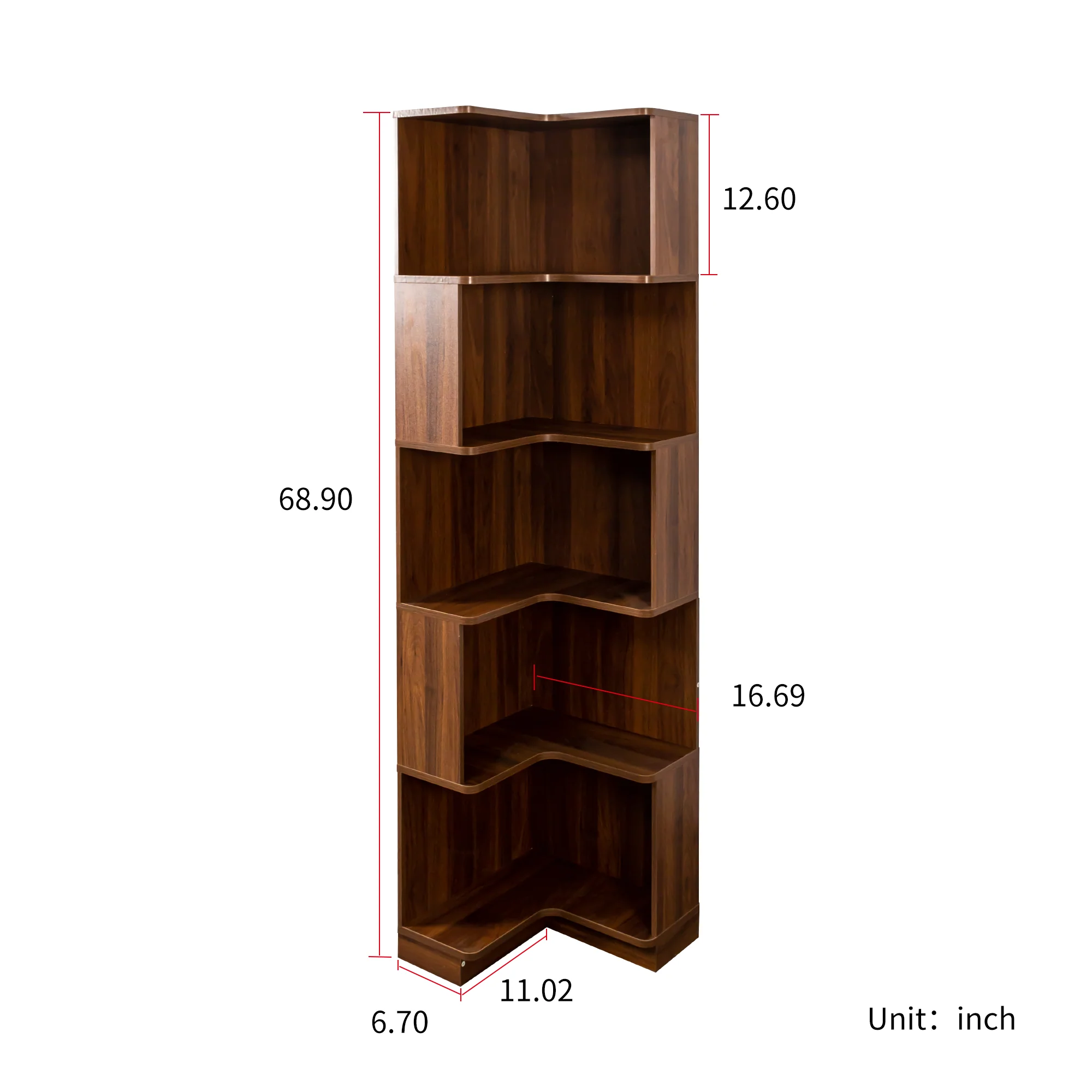 Corner Book Shelf - 5 Tier Corner Bookshelf - Image 11