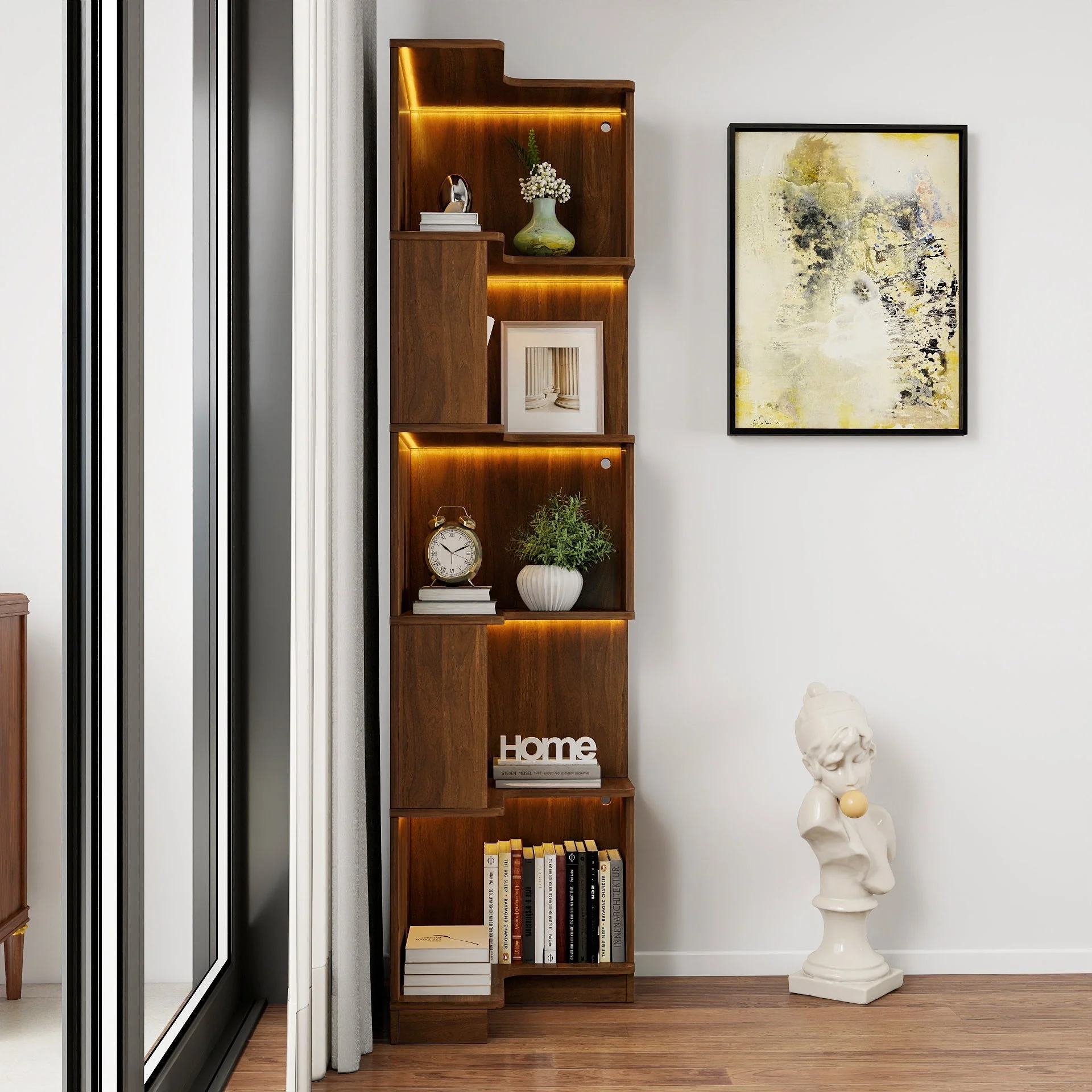 Corner Book Shelf - 5 Tier Corner Bookshelf - Image 2