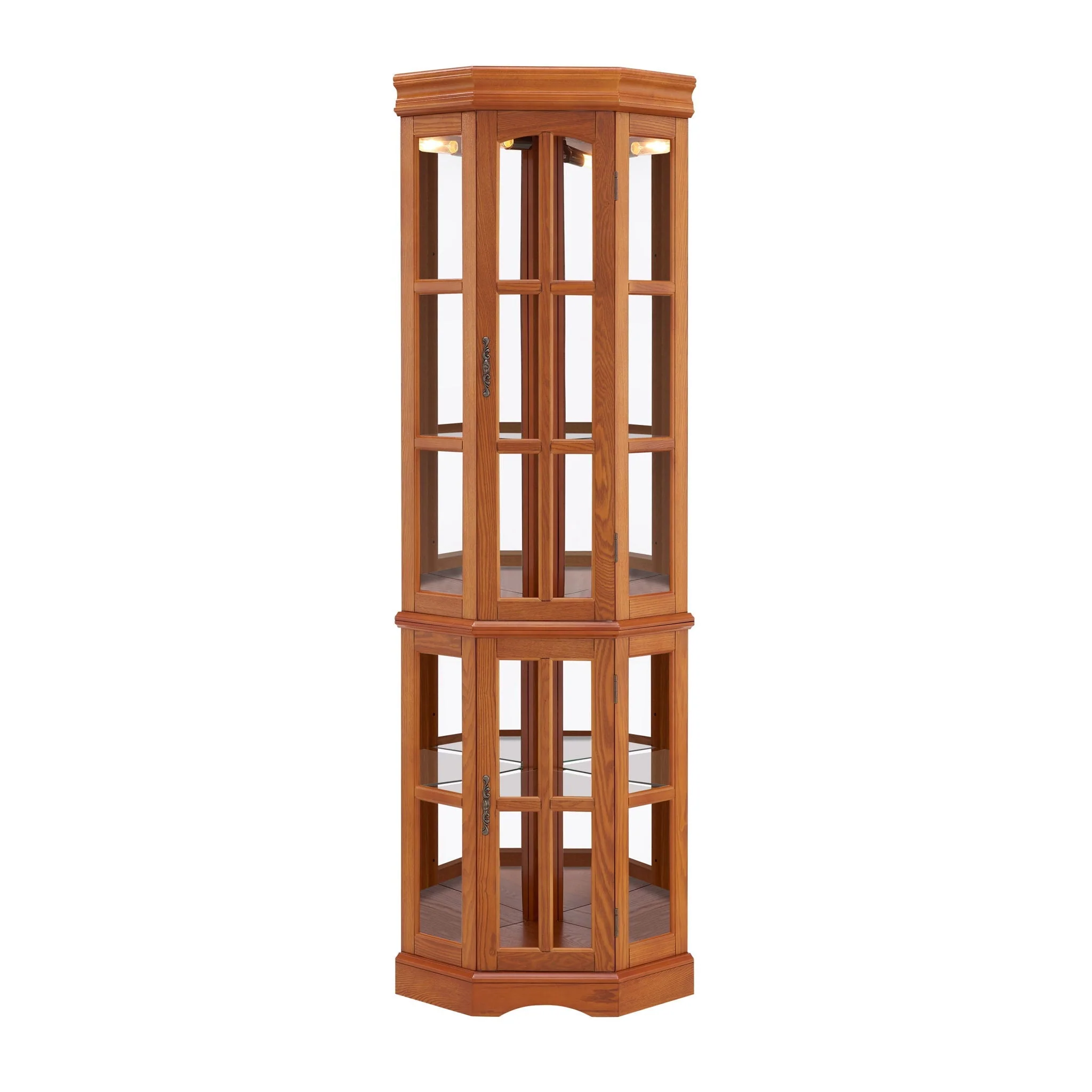 Corner Curio Cabinet With 5 Shelves And Lighting System (E26 Light Bulb Not Included) - Image 2