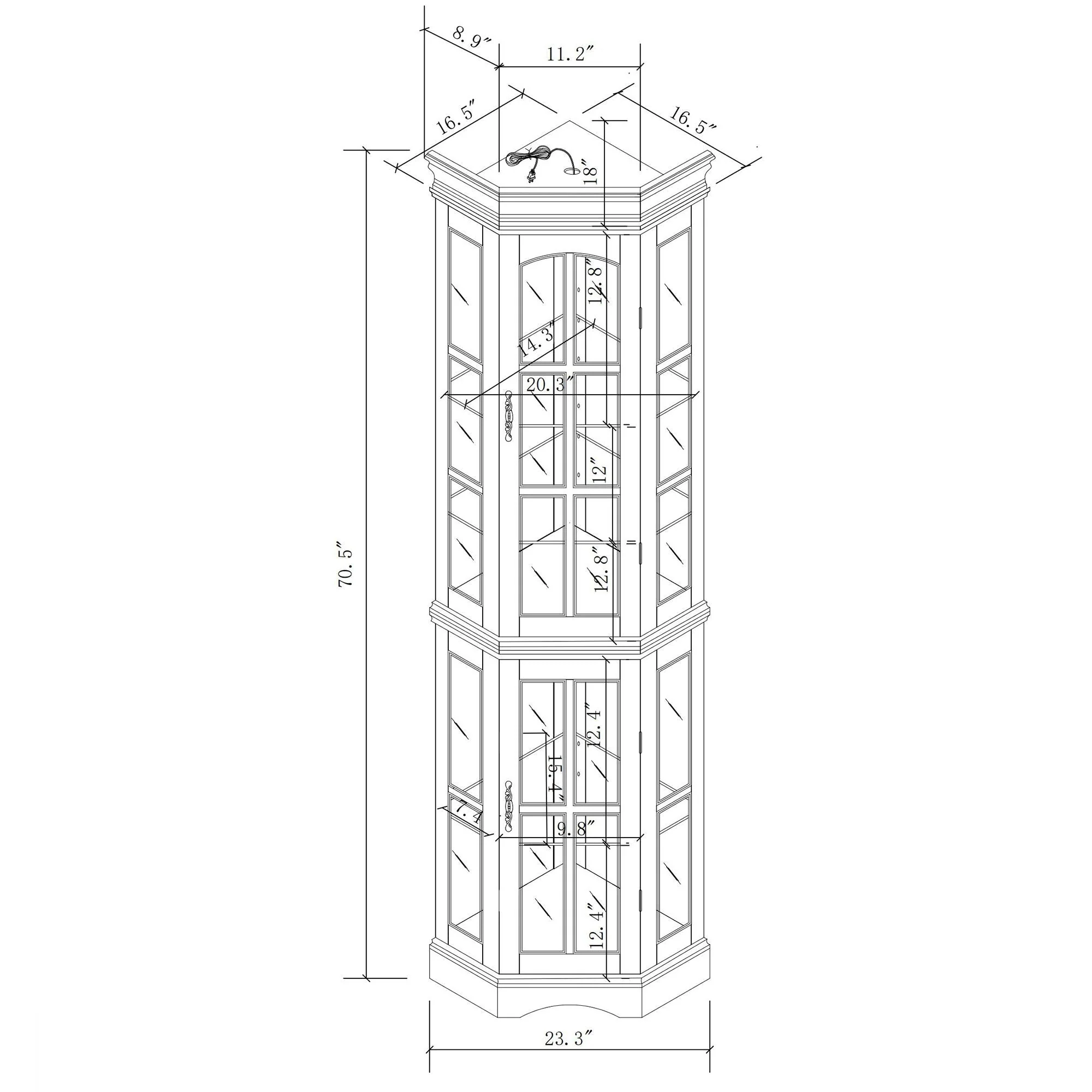 Corner Curio Cabinet With 5 Shelves And Lighting System (E26 Light Bulb Not Included) - Image 3