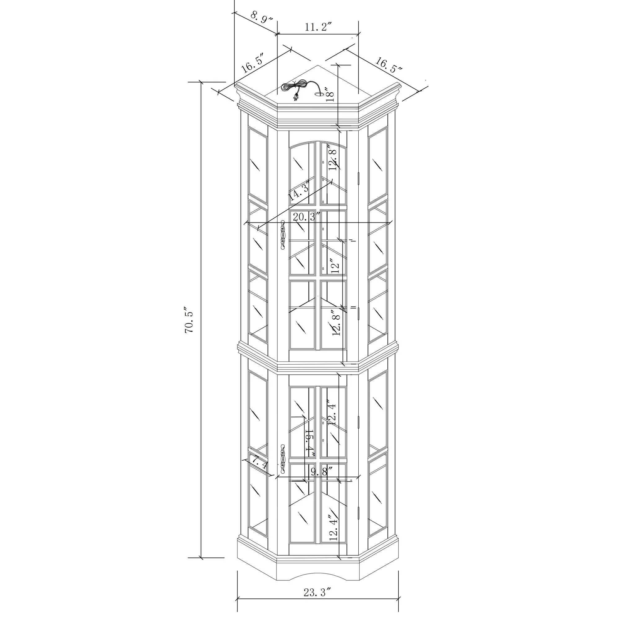 Corner Curio Cabinet With 5 Shelves And Lighting System (E26 Light Bulb Not Included) - Image 7