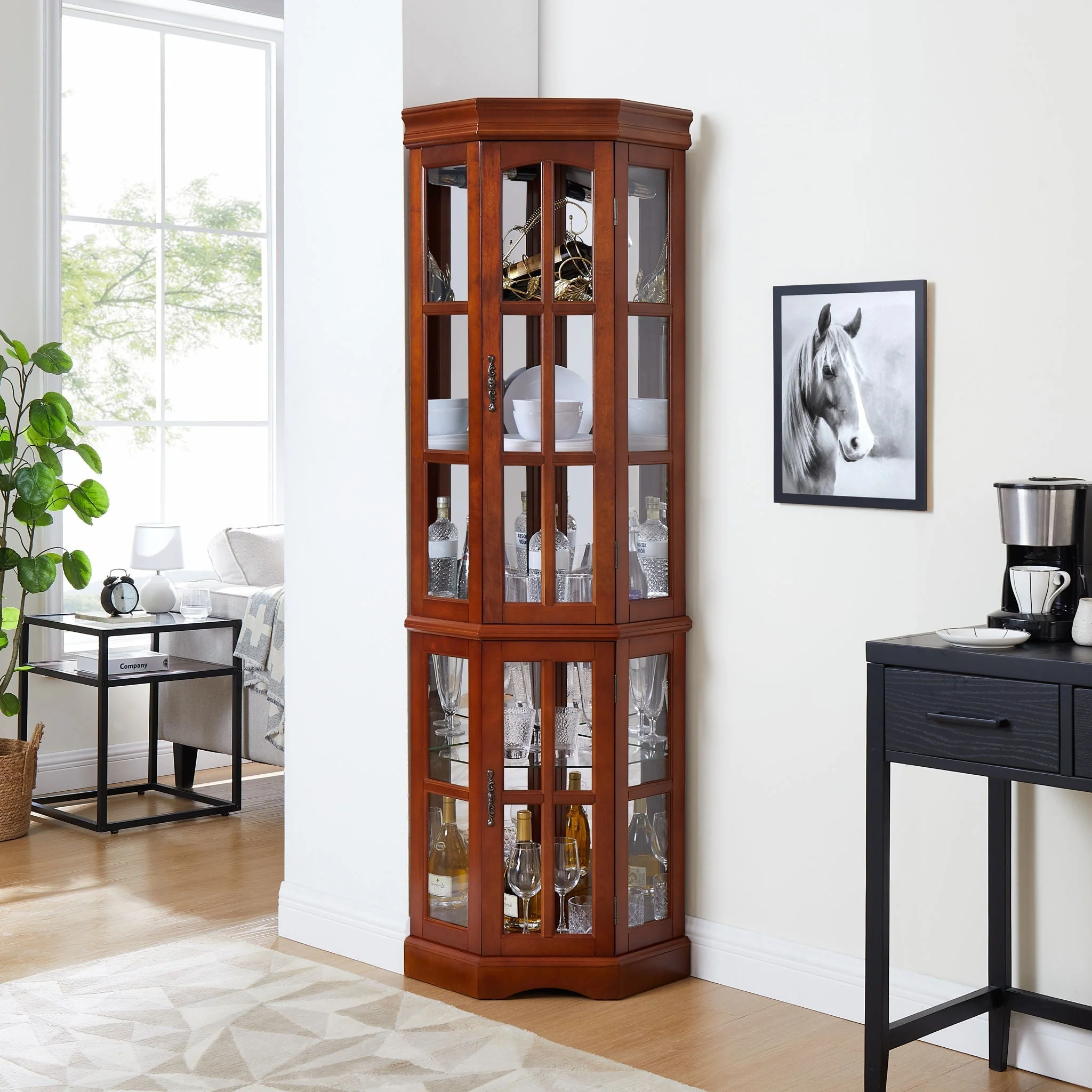 Corner Curio Cabinet With 5 Shelves And Lighting System (E26 Light Bulb Not Included) - Image 8