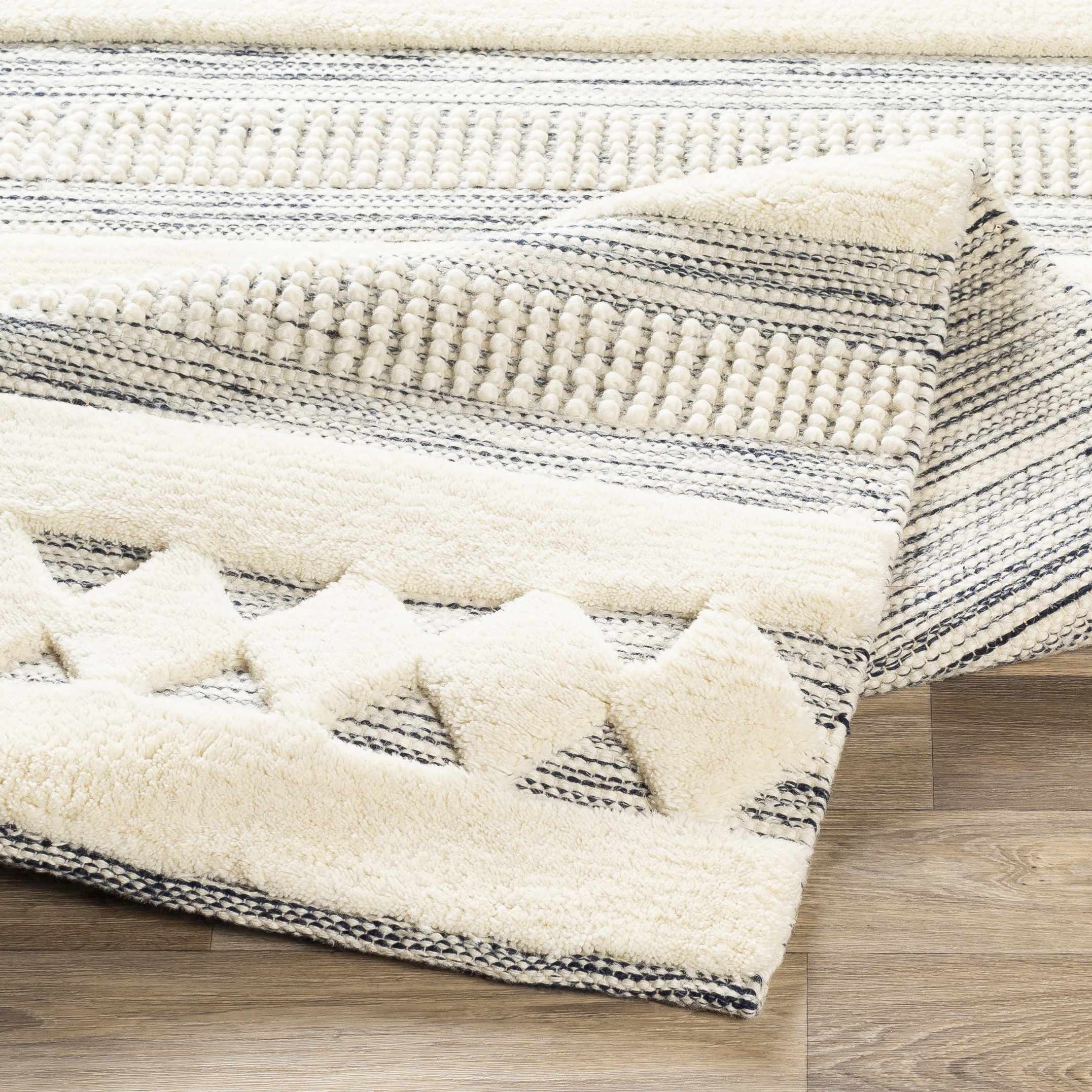 Corry Cream&Black Wool Rug - Clearance - Image 7