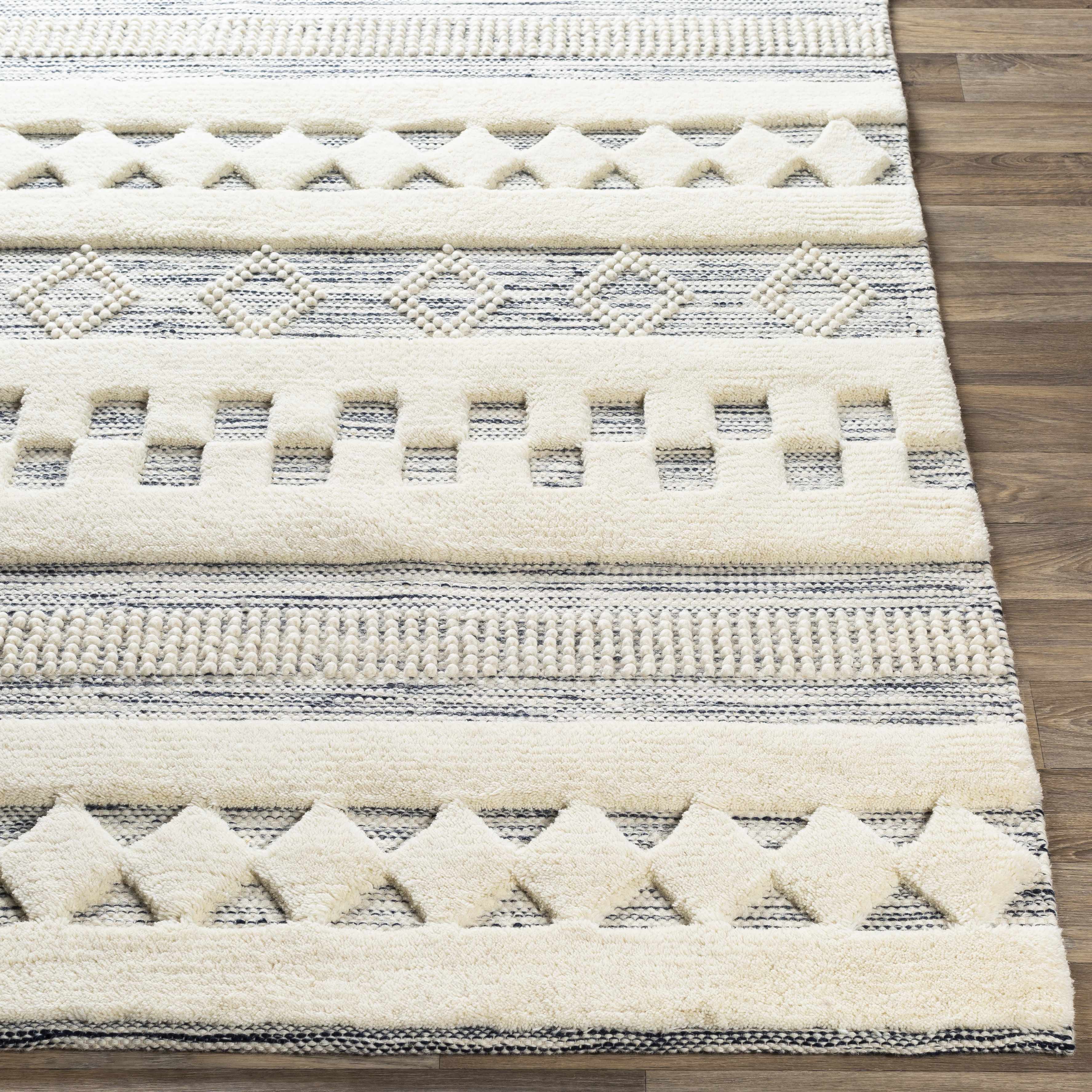 Corry Cream&Black Wool Rug - Clearance - Image 9