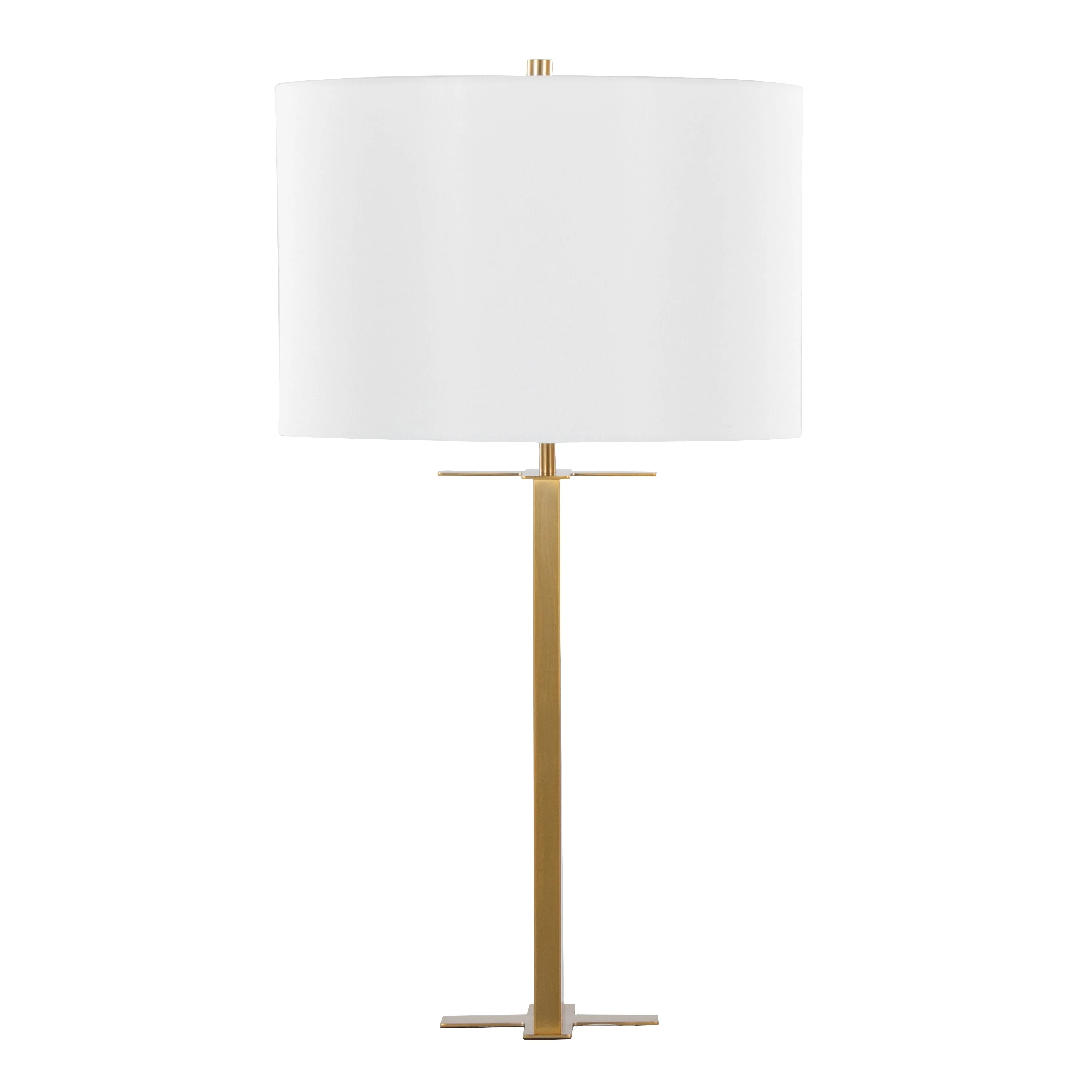 Cosmo 28' Glam Metal Table Lamp in Antique Brass and White Linen - Image 4