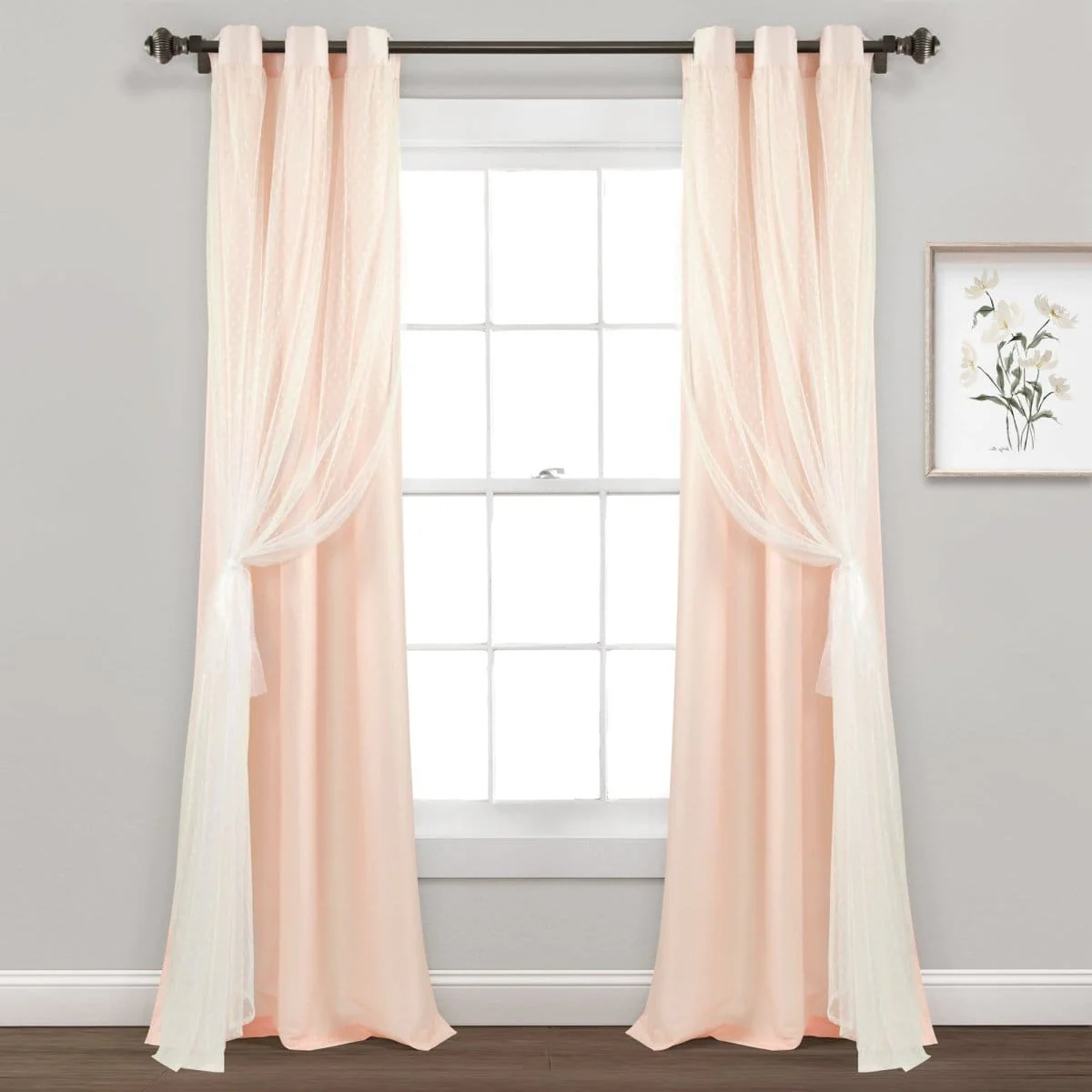 Cottage Polka Dot Sheer Window Curtain Panel Set - Image 11