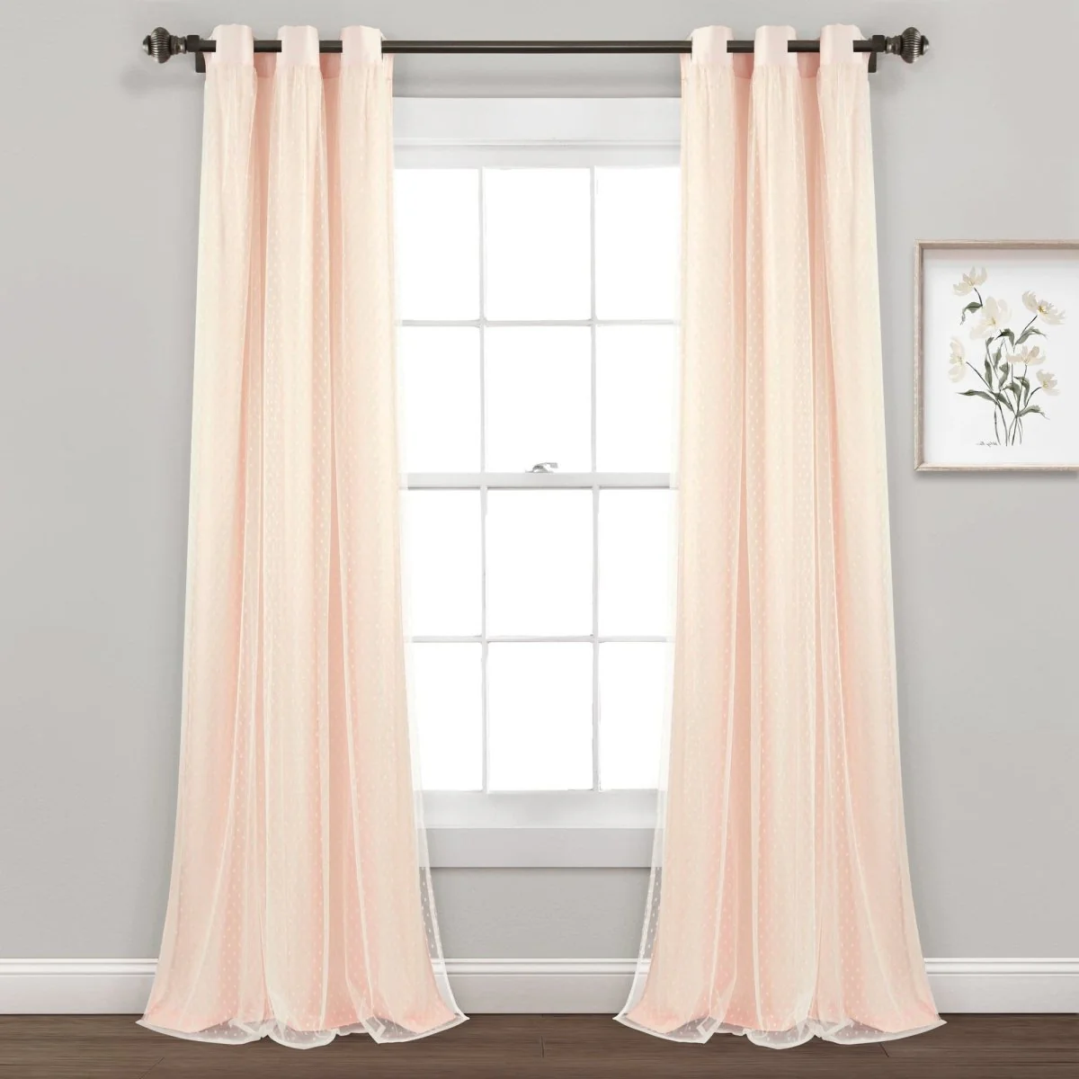 Cottage Polka Dot Sheer Window Curtain Panel Set - Image 12