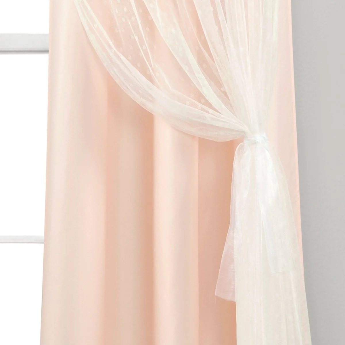 Cottage Polka Dot Sheer Window Curtain Panel Set - Image 14