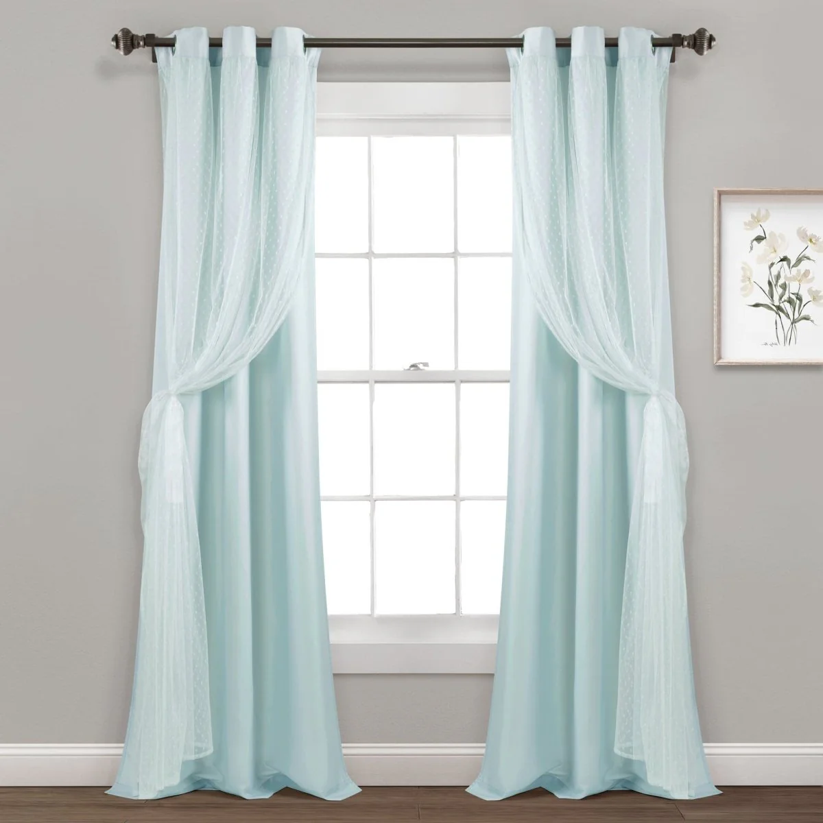 Cottage Polka Dot Sheer Window Curtain Panel Set - Image 17