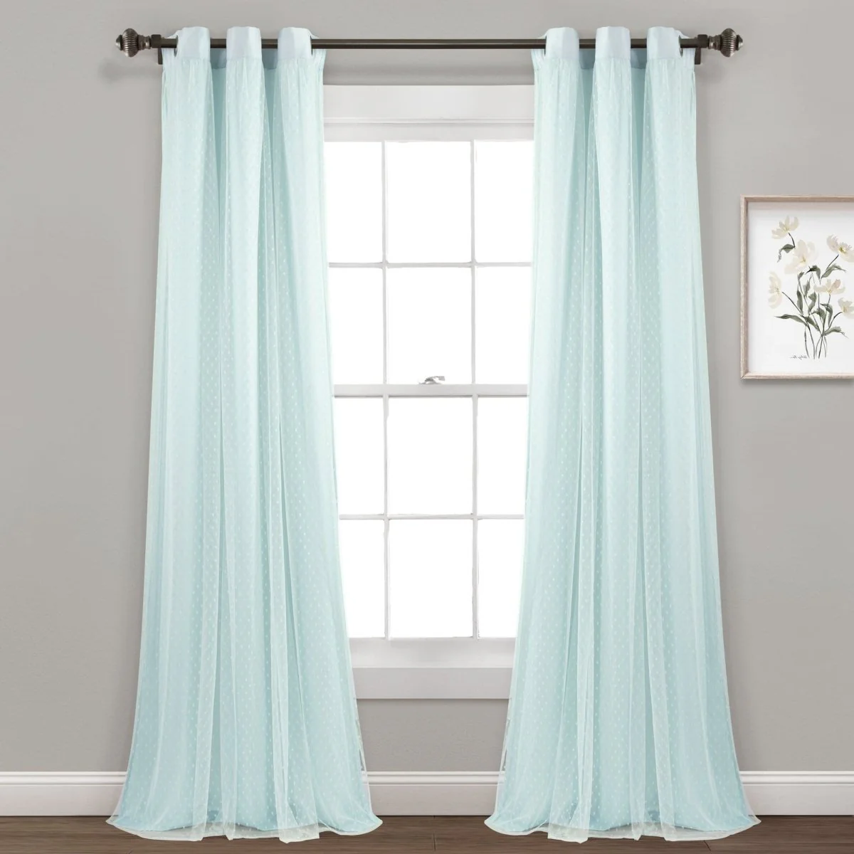 Cottage Polka Dot Sheer Window Curtain Panel Set - Image 18