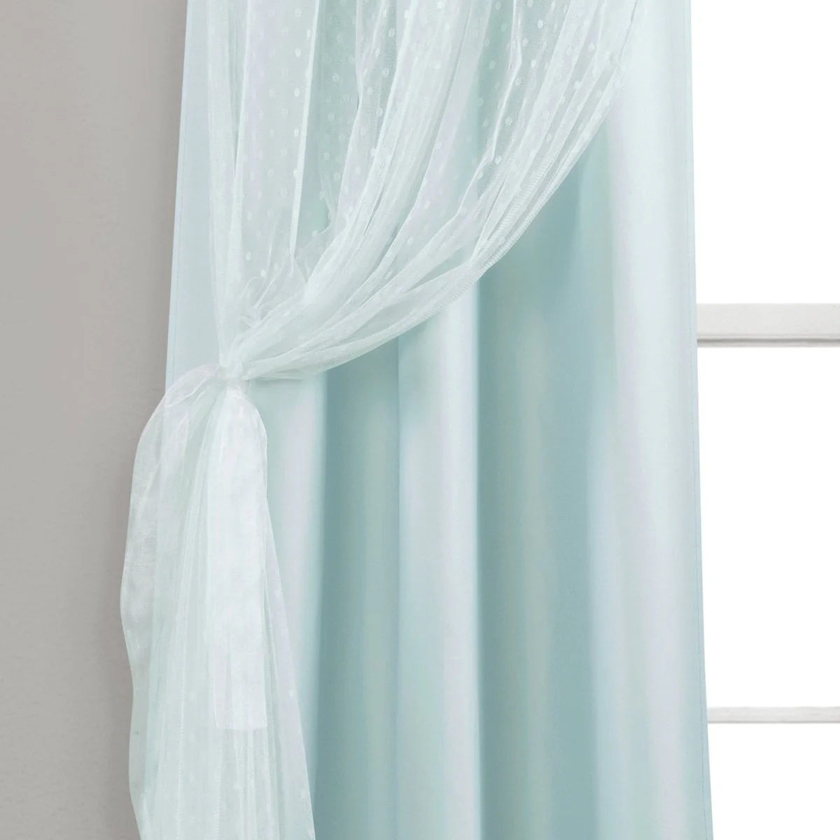 Cottage Polka Dot Sheer Window Curtain Panel Set - Image 21