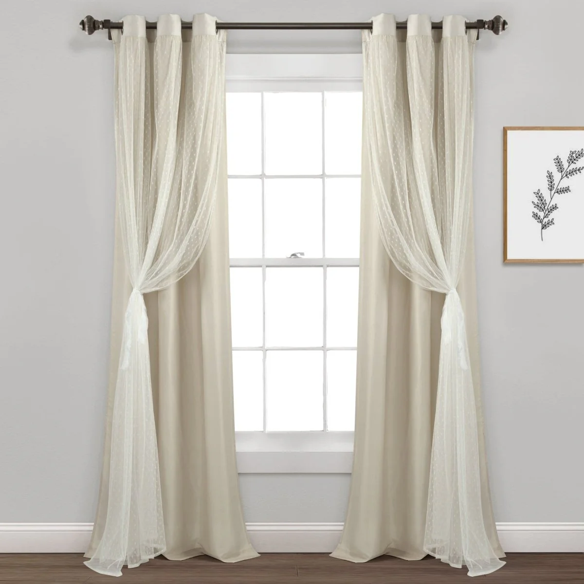 Cottage Polka Dot Sheer Window Curtain Panel Set - Image 23