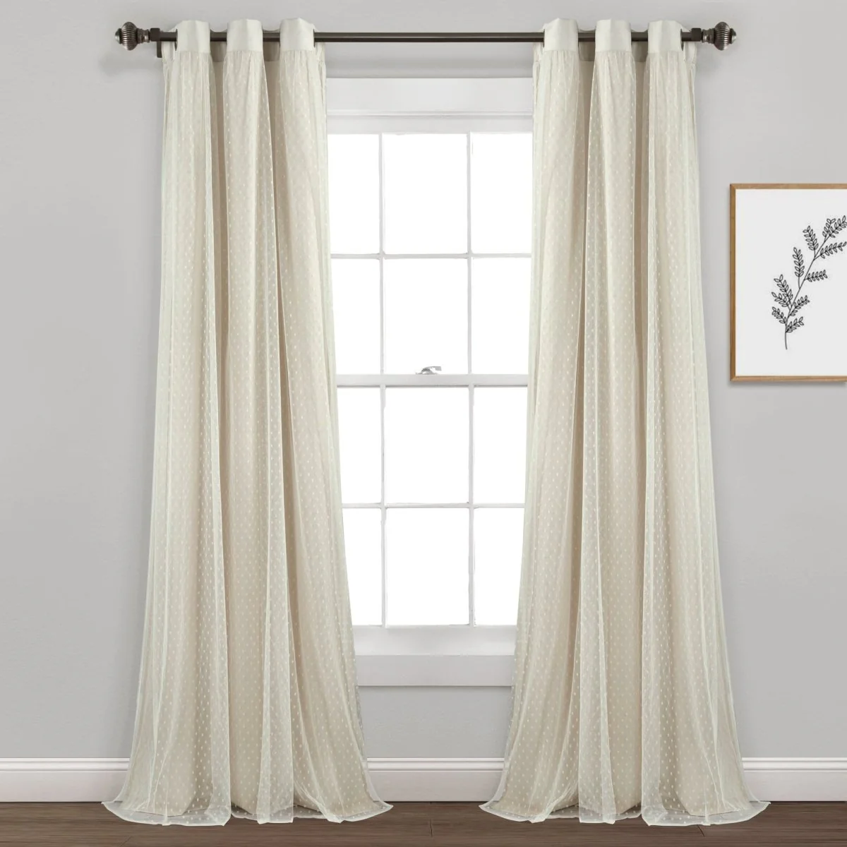 Cottage Polka Dot Sheer Window Curtain Panel Set - Image 24