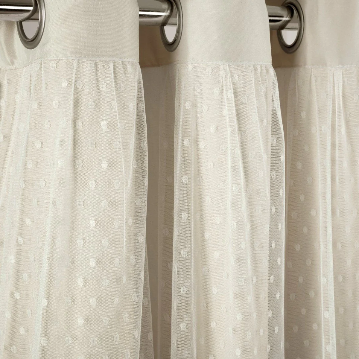 Cottage Polka Dot Sheer Window Curtain Panel Set - Image 28