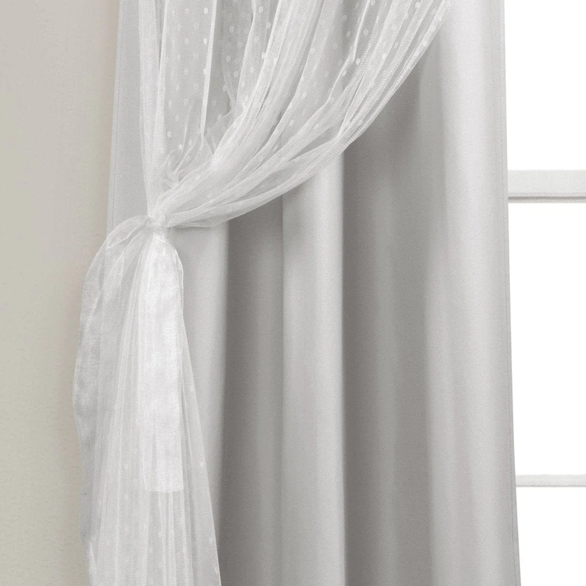 Cottage Polka Dot Sheer Window Curtain Panel Set - Image 4
