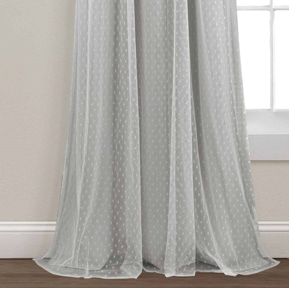 Cottage Polka Dot Sheer Window Curtain Panel Set - Image 5