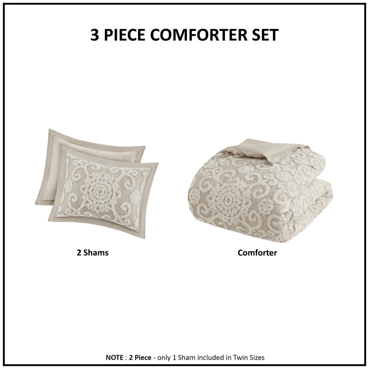 Cotton Comforter Mini Set Taupe King - Image 12