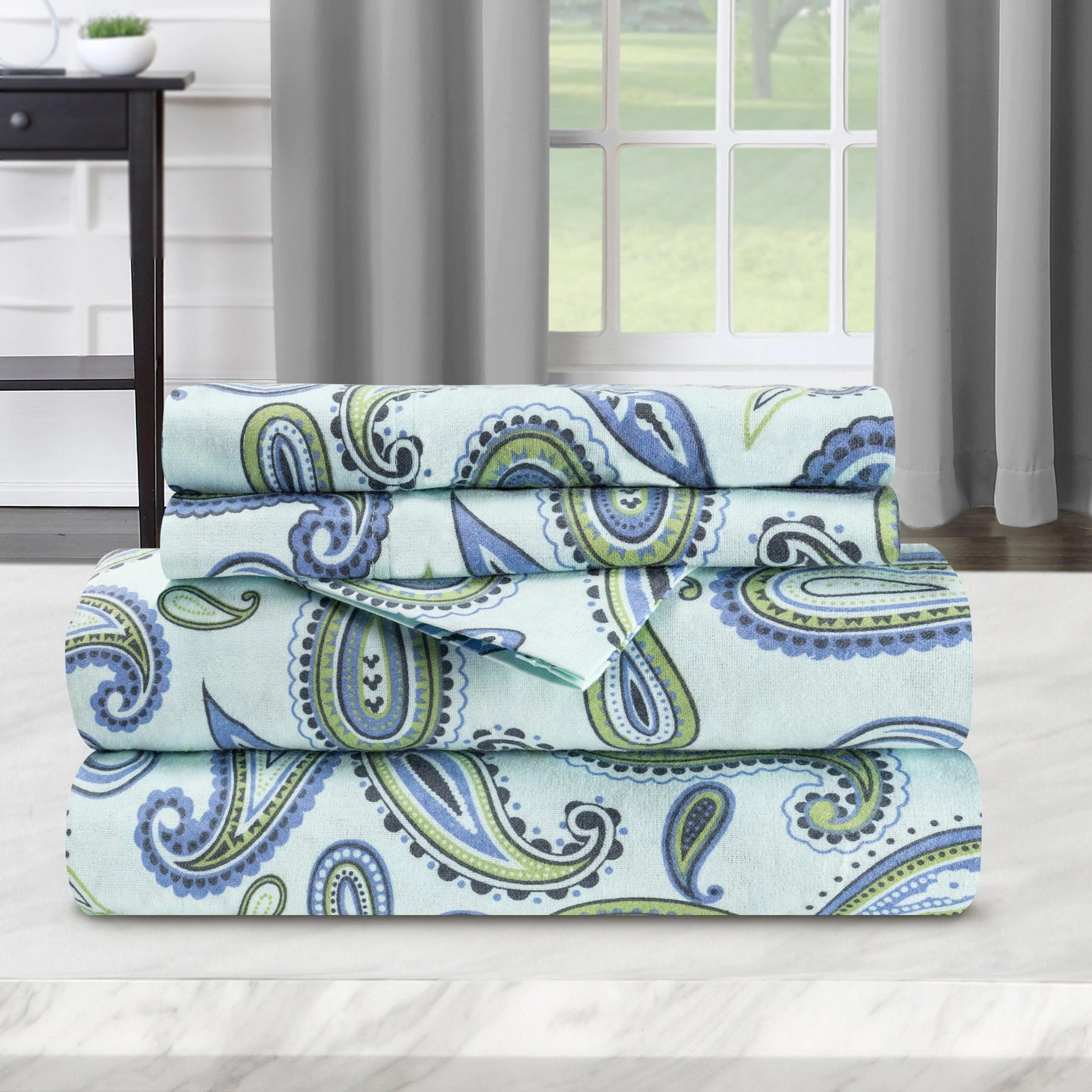 100% Cotton Flannel Bed Sheet Set Floral Paisley Deep Pocket - Image 10