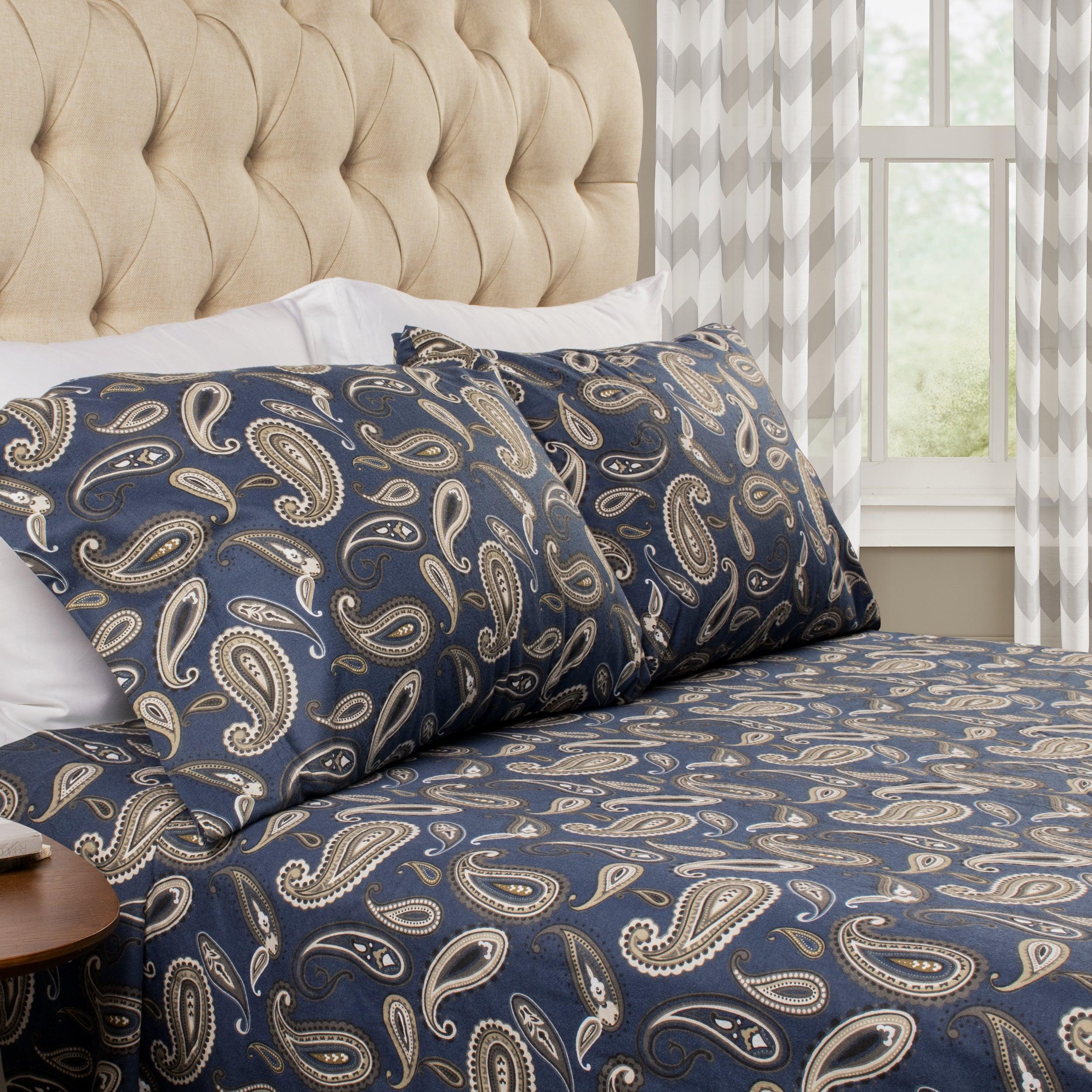 100% Cotton Flannel Bed Sheet Set Floral Paisley Deep Pocket - Image 11