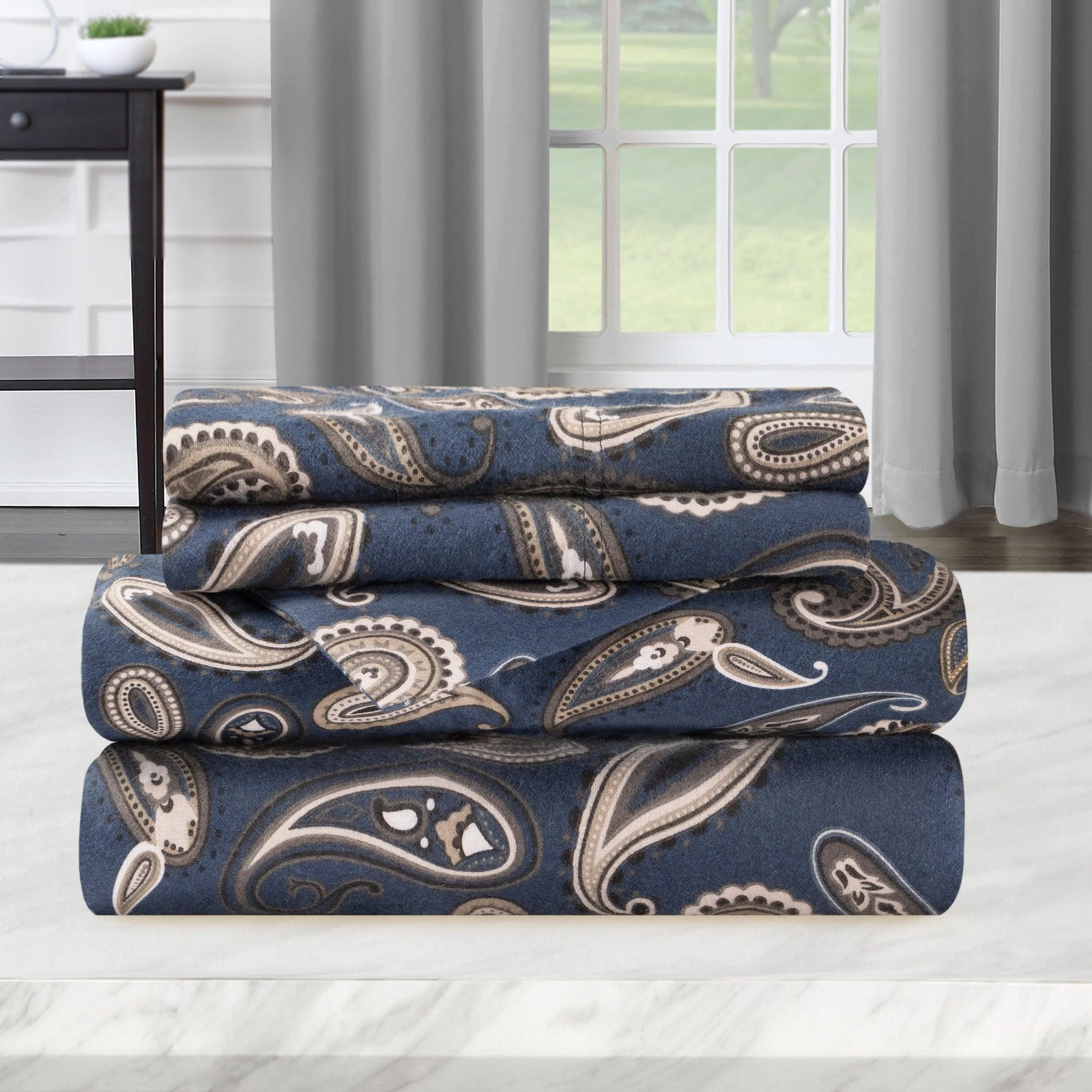 100% Cotton Flannel Bed Sheet Set Floral Paisley Deep Pocket - Image 15