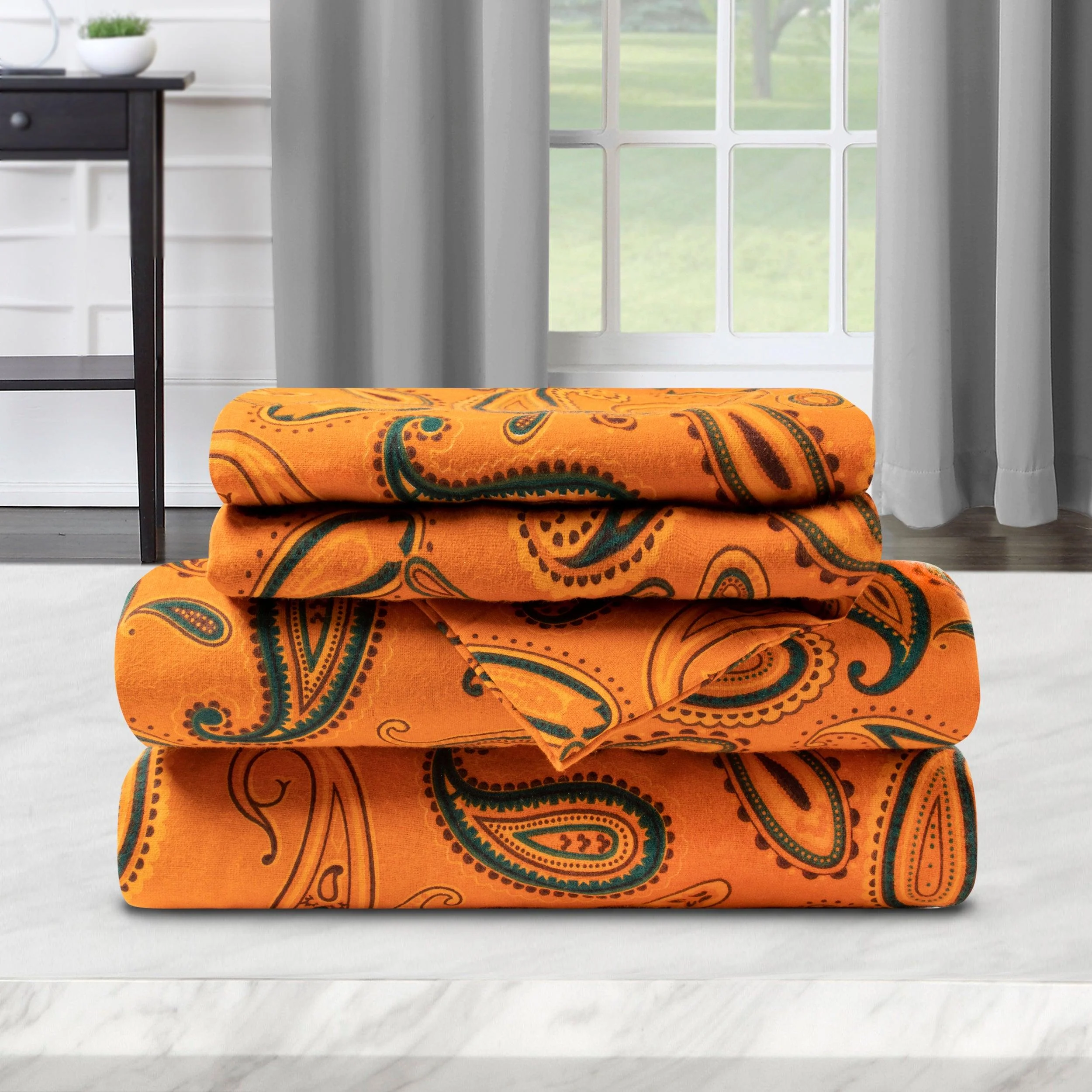 100% Cotton Flannel Bed Sheet Set Floral Paisley Deep Pocket - Image 20