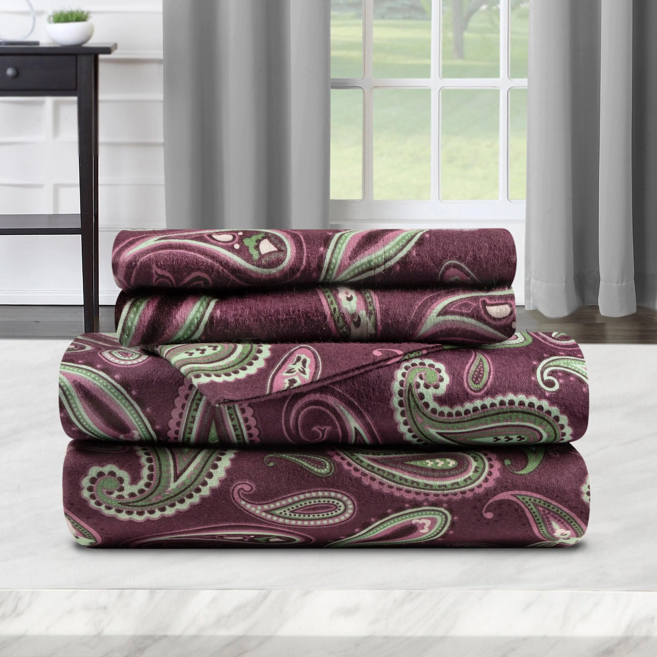 100% Cotton Flannel Bed Sheet Set Floral Paisley Deep Pocket - Image 25