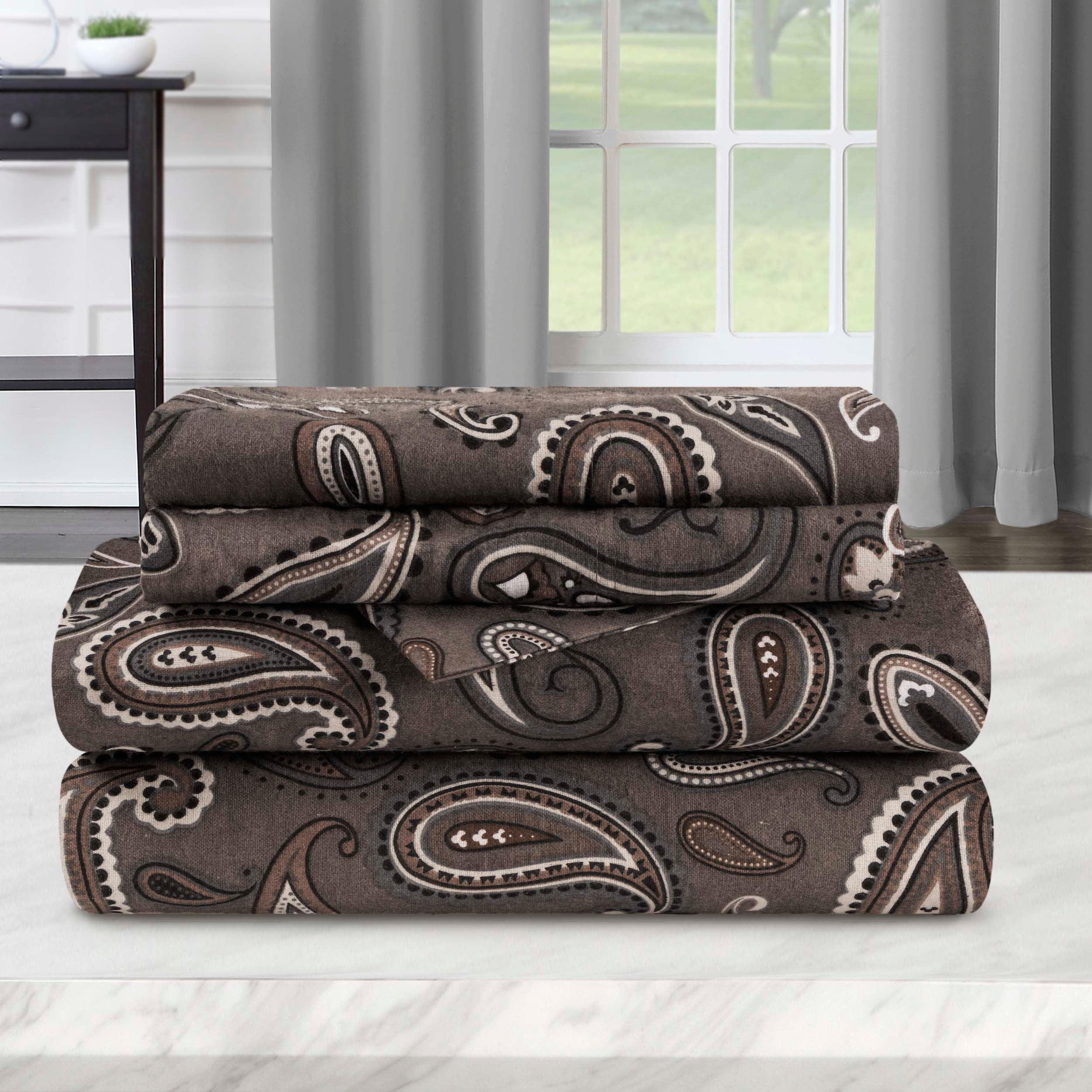 100% Cotton Flannel Bed Sheet Set Floral Paisley Deep Pocket - Image 30