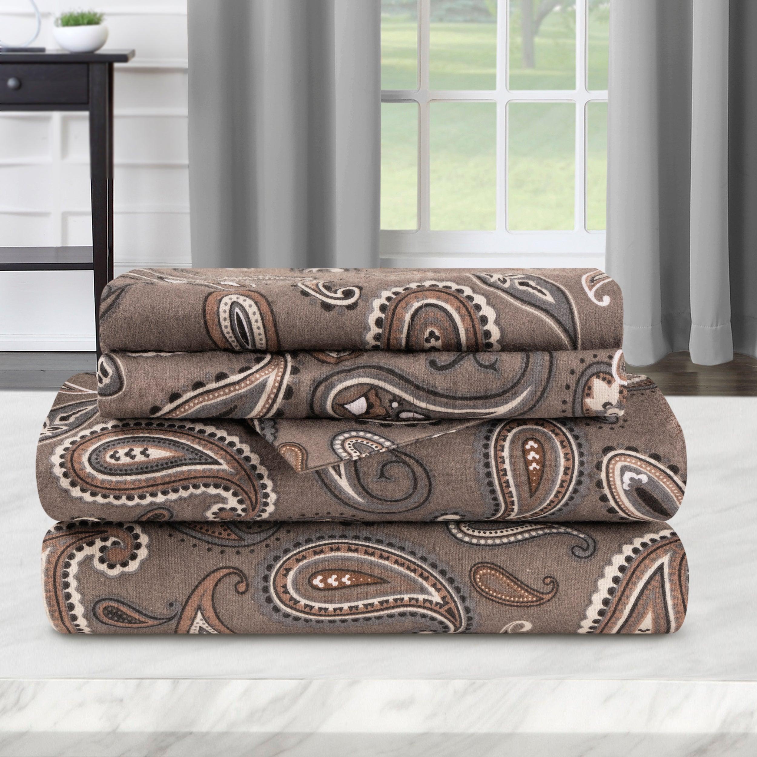100% Cotton Flannel Bed Sheet Set Floral Paisley Deep Pocket - Image 5