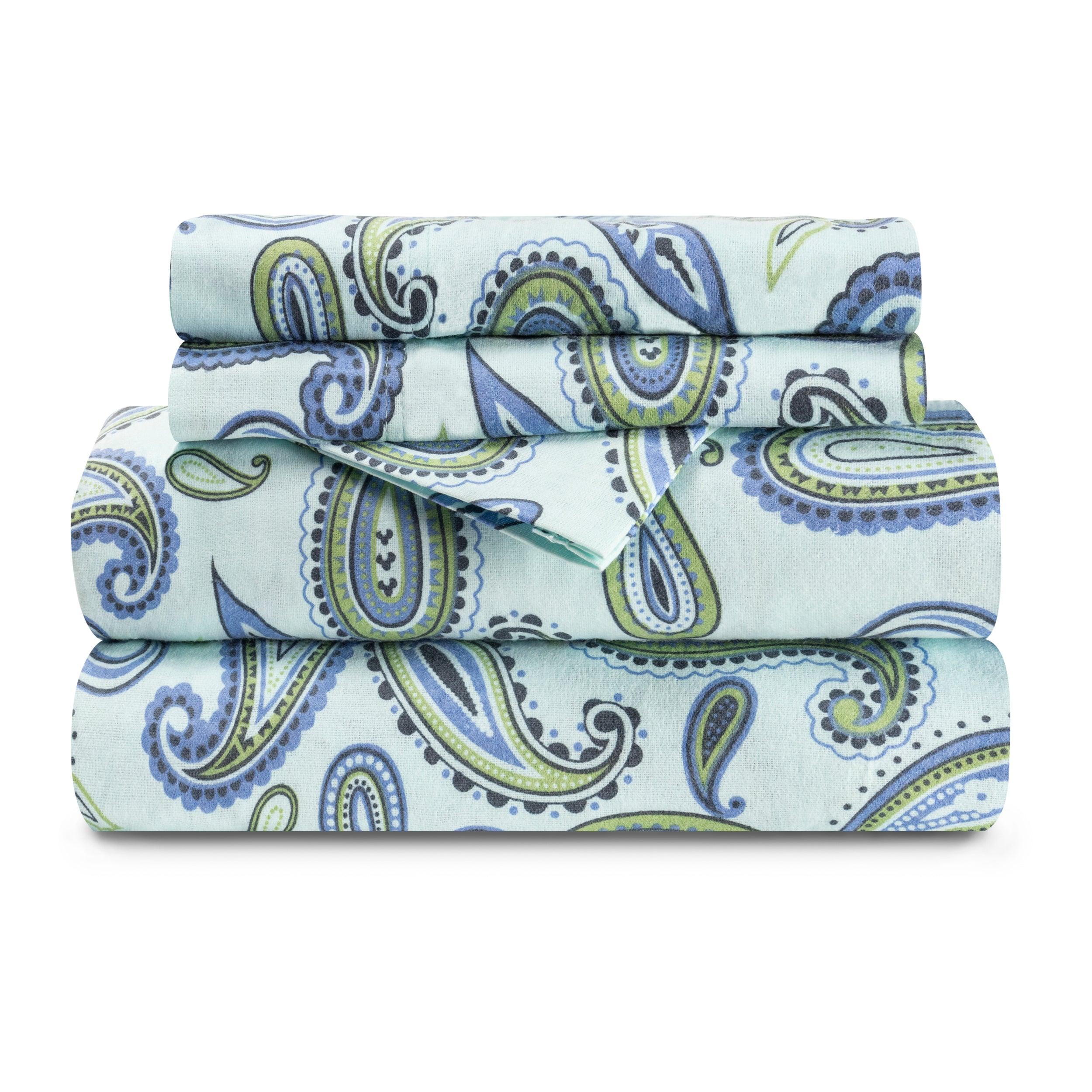 100% Cotton Flannel Bed Sheet Set Floral Paisley Deep Pocket - Image 7