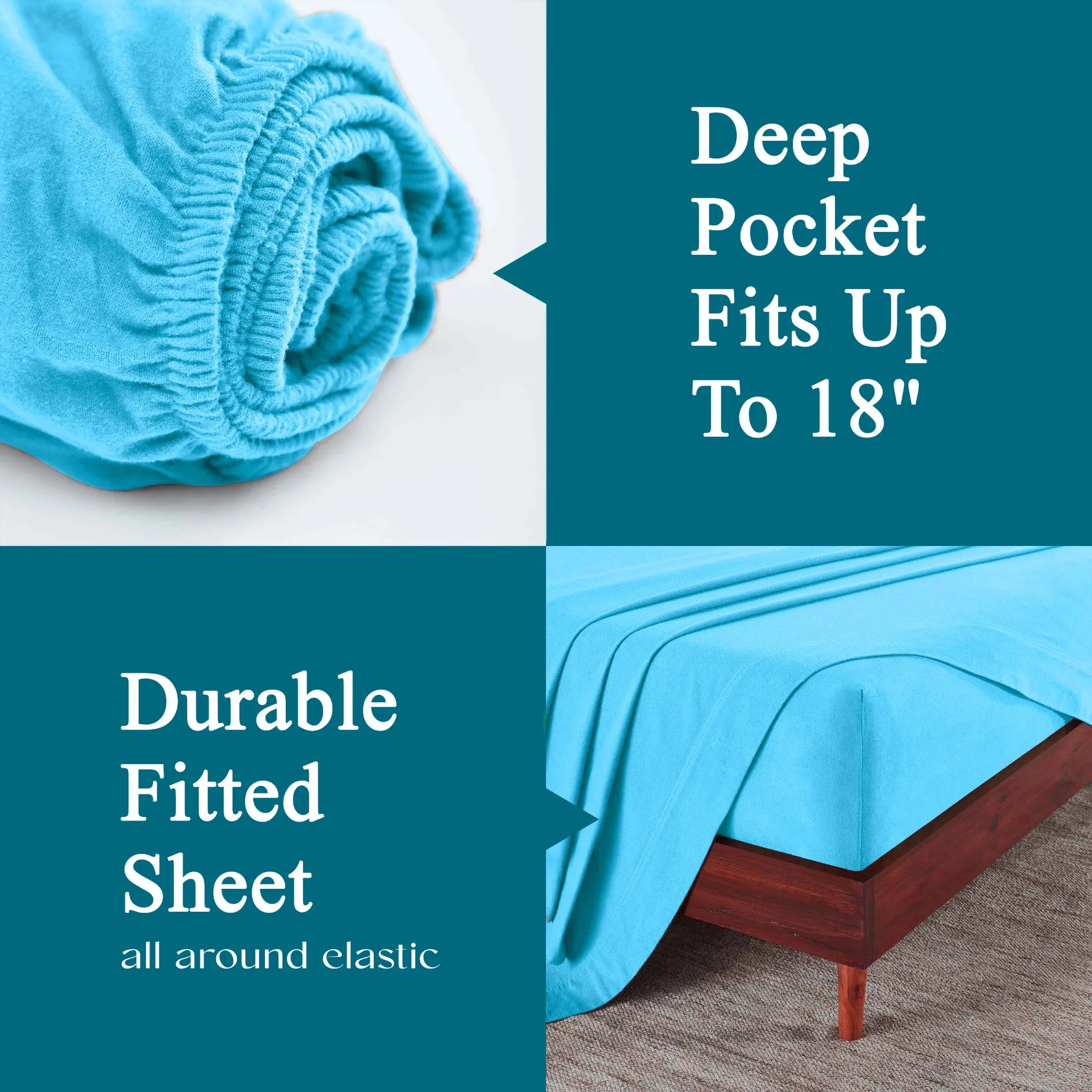 100% Cotton Flannel Solid Deep Pocket Bed Sheet Set - Image 20