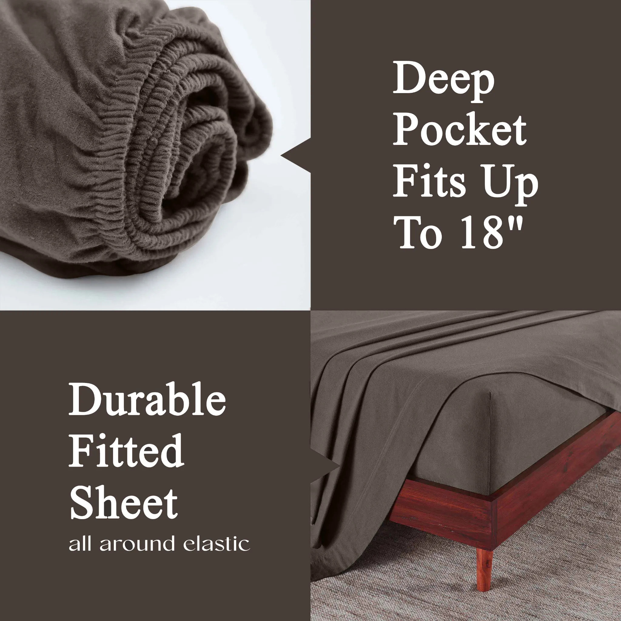 100% Cotton Flannel Solid Deep Pocket Bed Sheet Set - Image 28