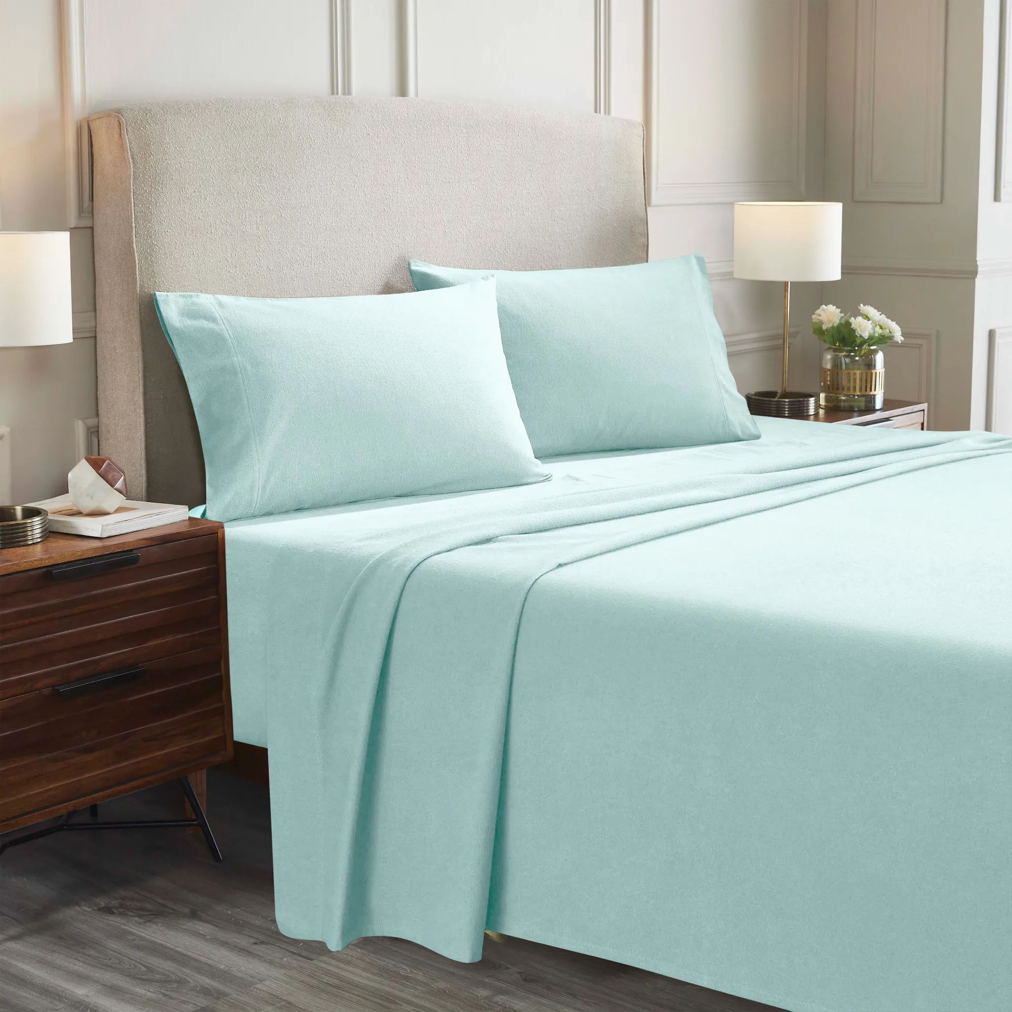 100% Cotton Flannel Solid Deep Pocket Bed Sheet Set - Image 33
