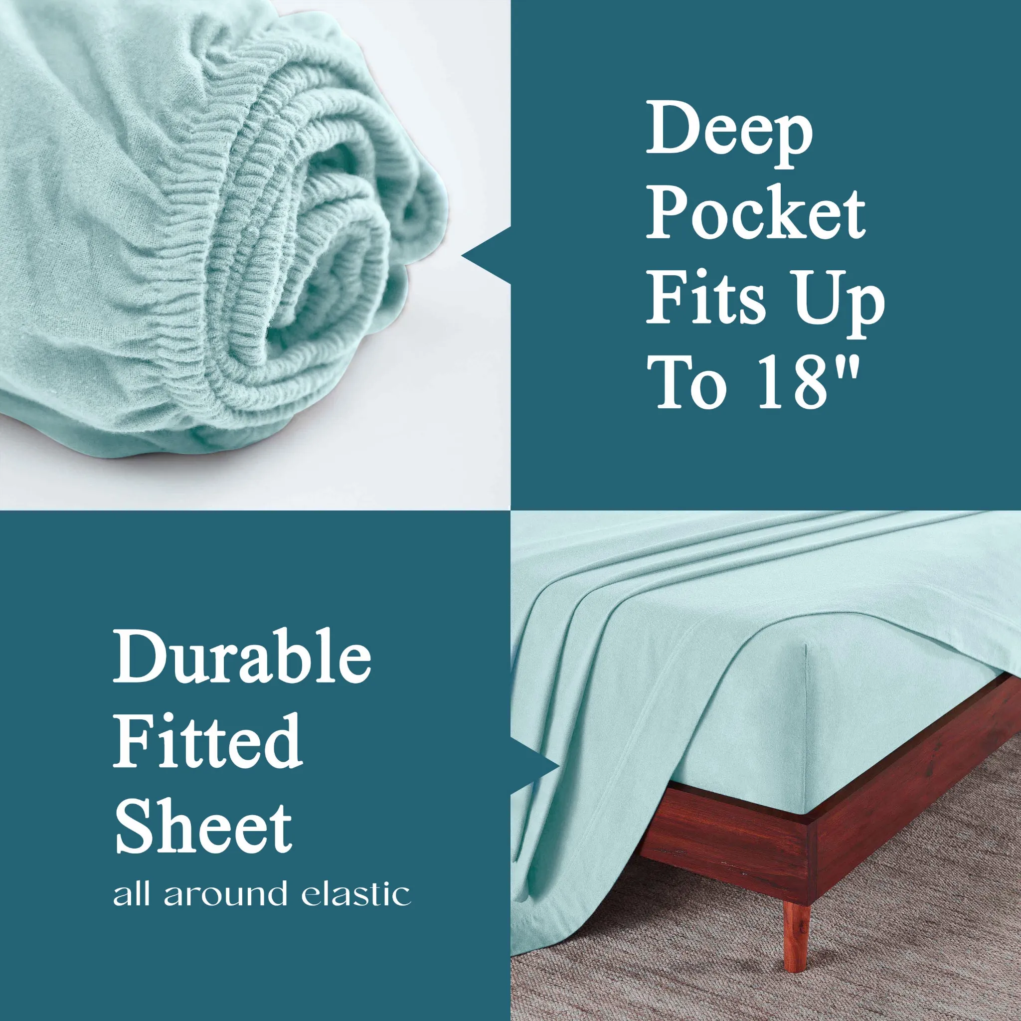 100% Cotton Flannel Solid Deep Pocket Bed Sheet Set - Image 36