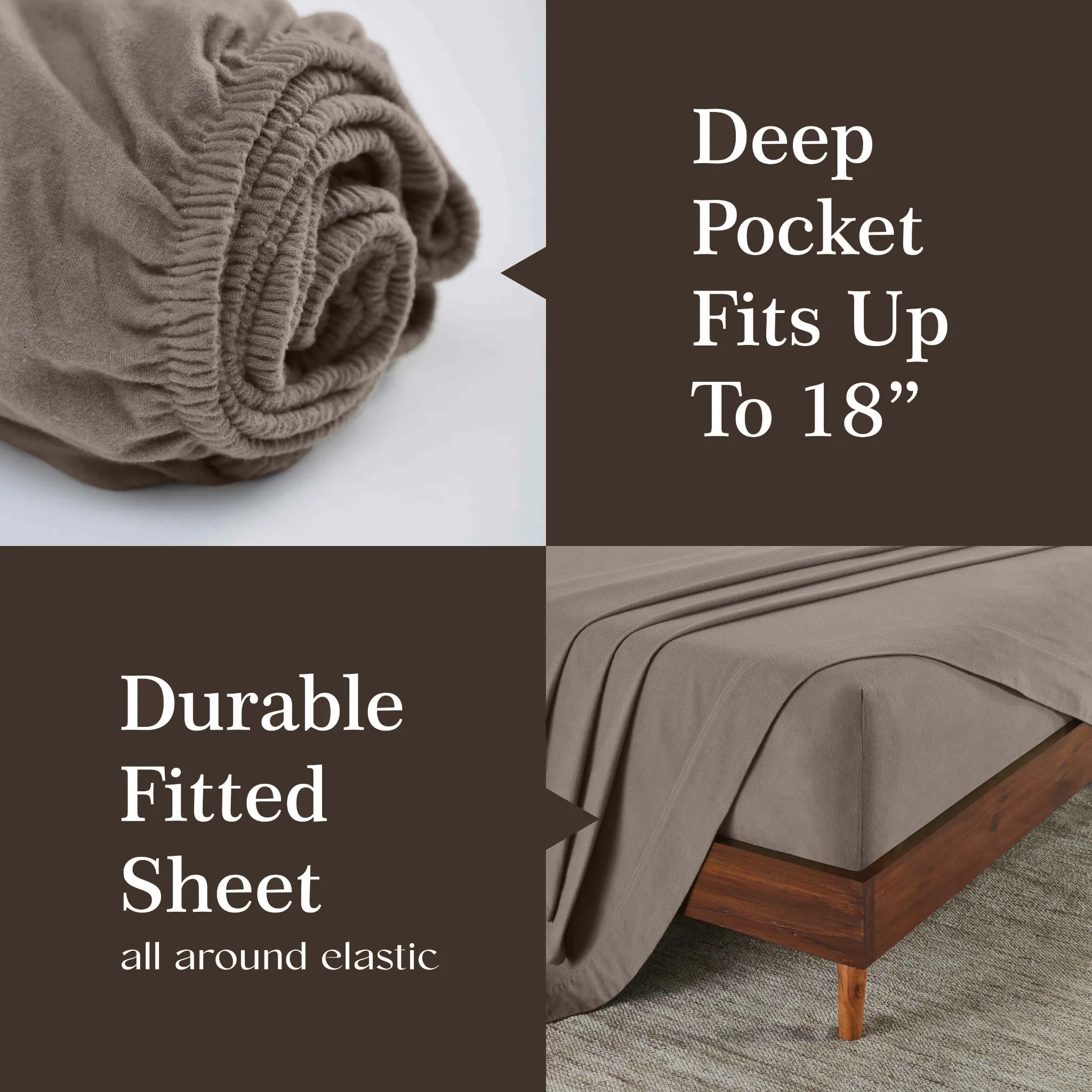 100% Cotton Flannel Solid Deep Pocket Bed Sheet Set - Image 44