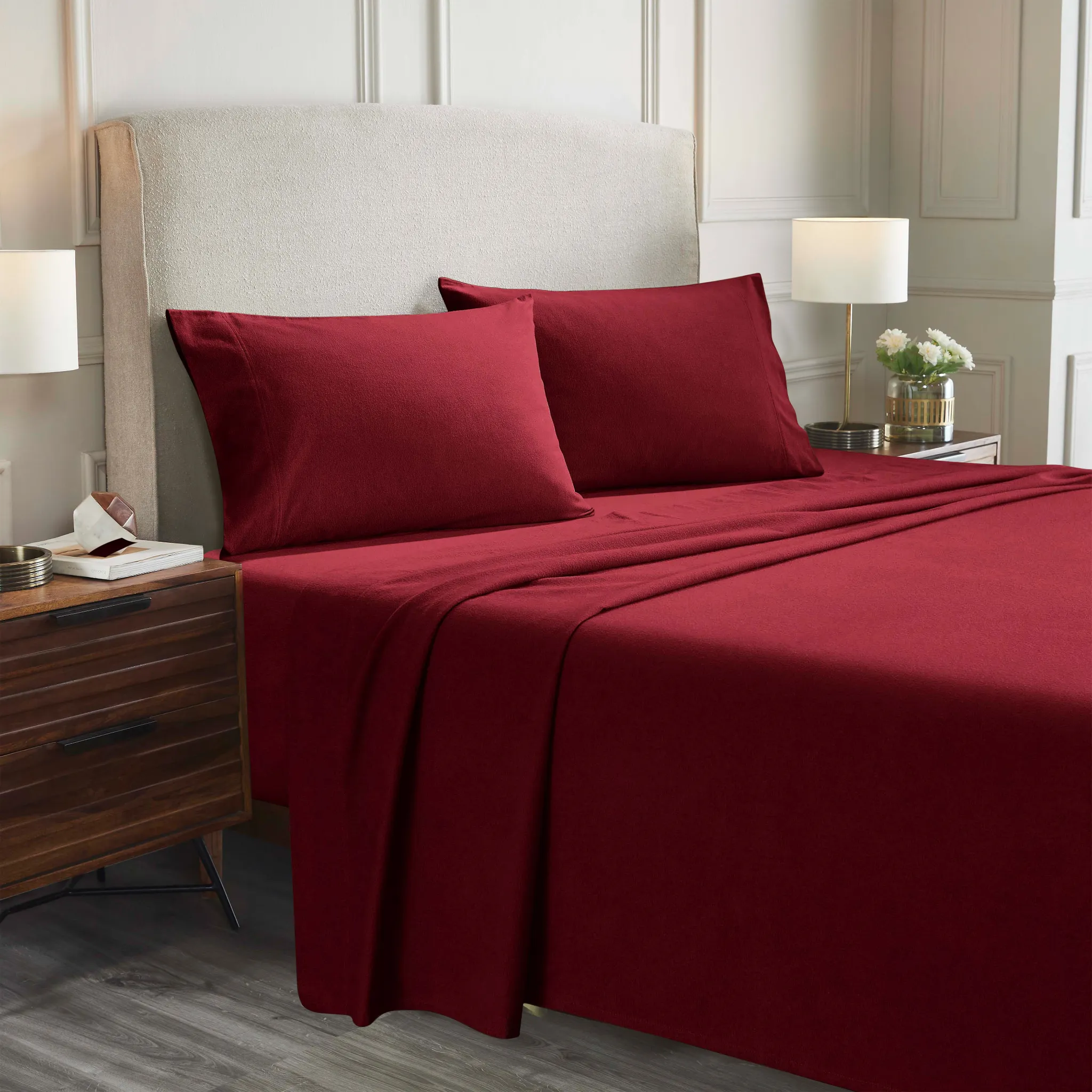 100% Cotton Flannel Solid Deep Pocket Bed Sheet Set - Image 49