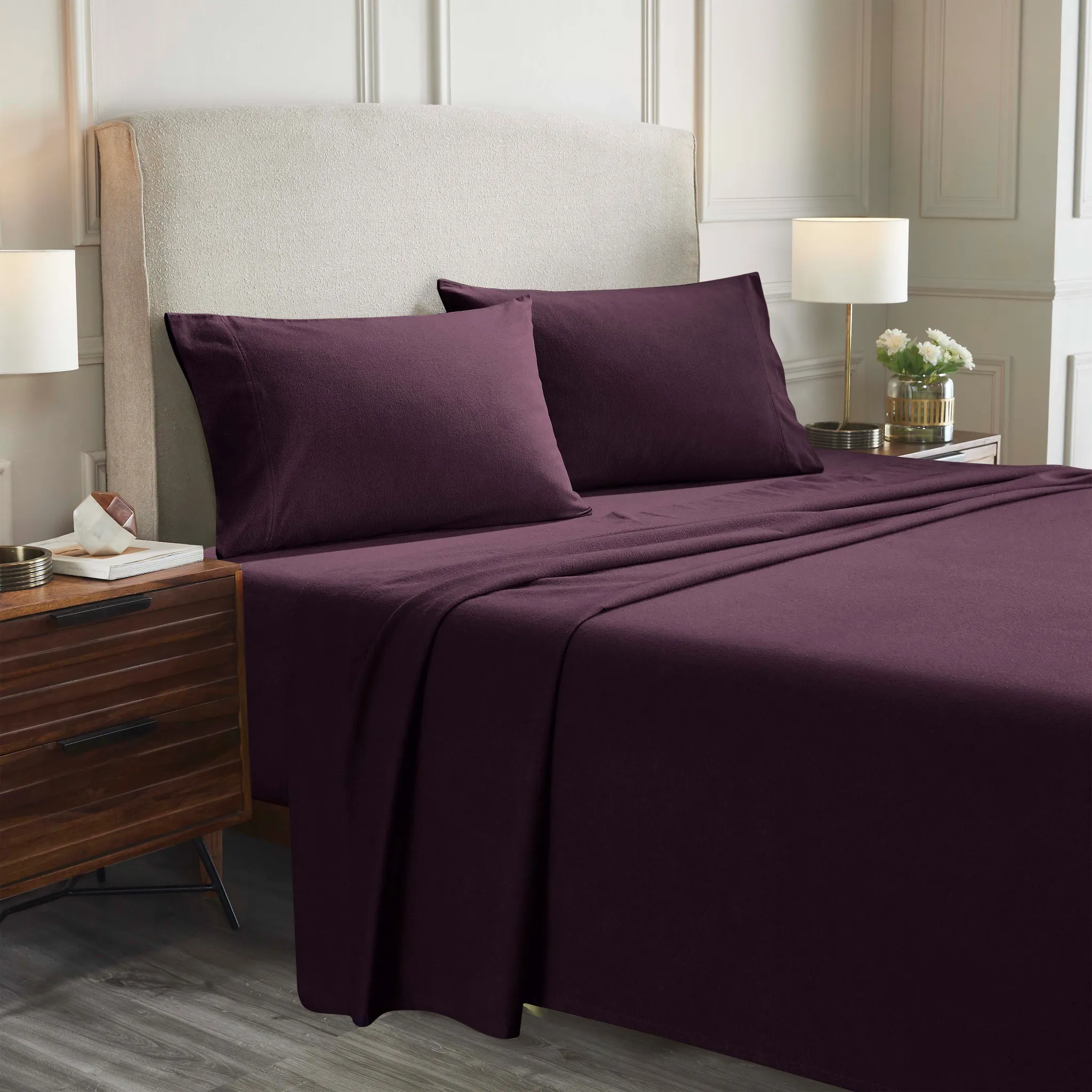 100% Cotton Flannel Solid Deep Pocket Bed Sheet Set - Image 65