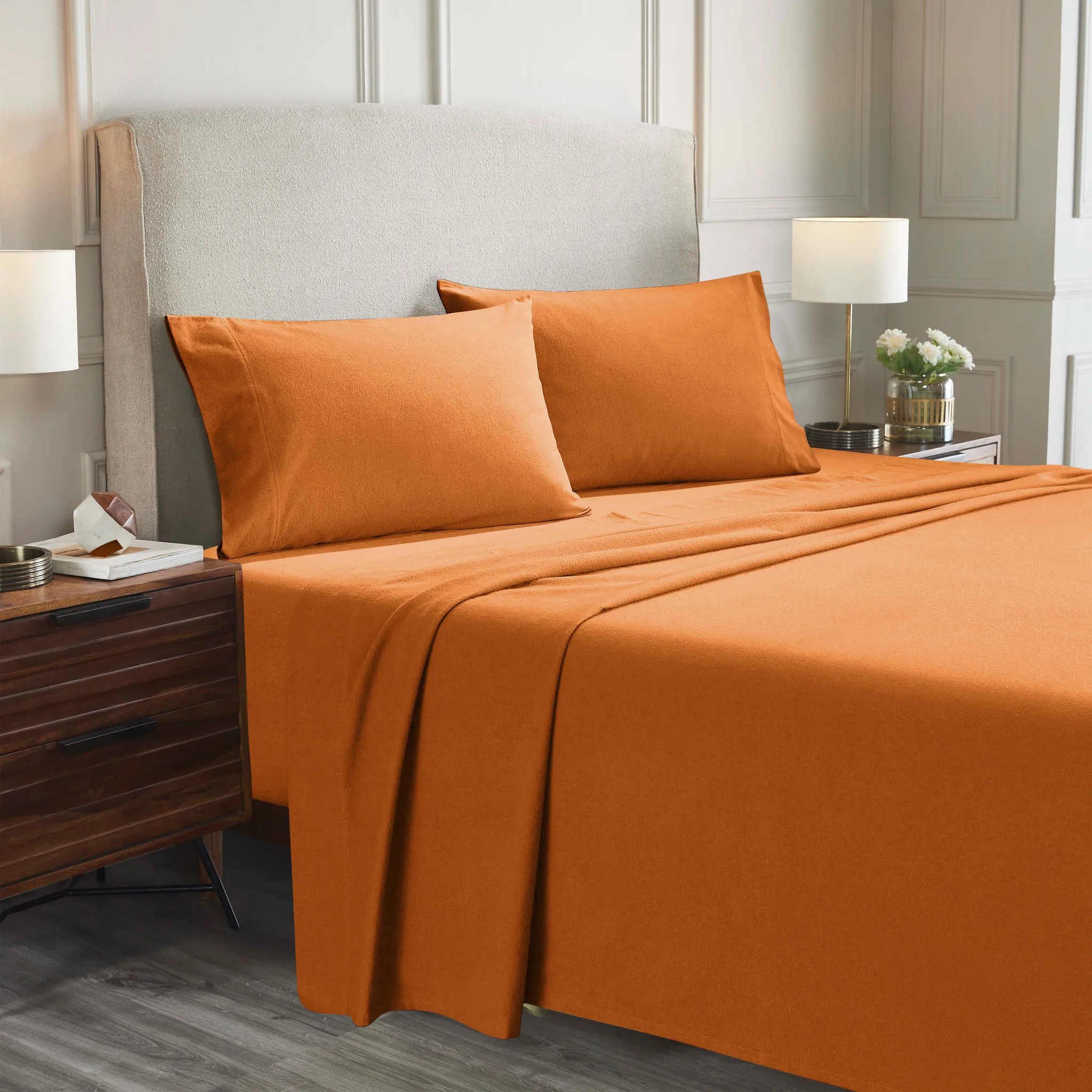 100% Cotton Flannel Solid Deep Pocket Bed Sheet Set - Image 73