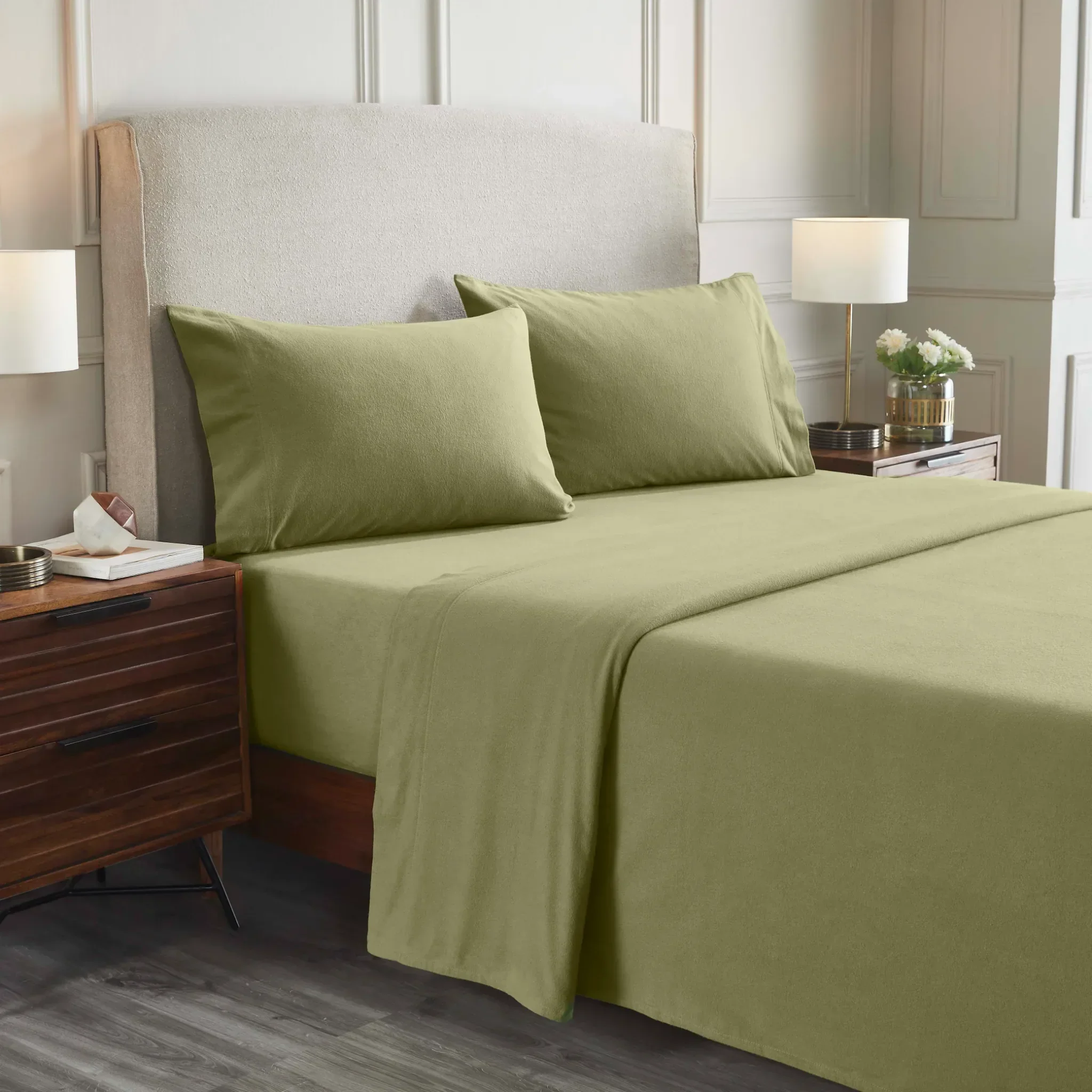 100% Cotton Flannel Solid Deep Pocket Bed Sheet Set - Image 81